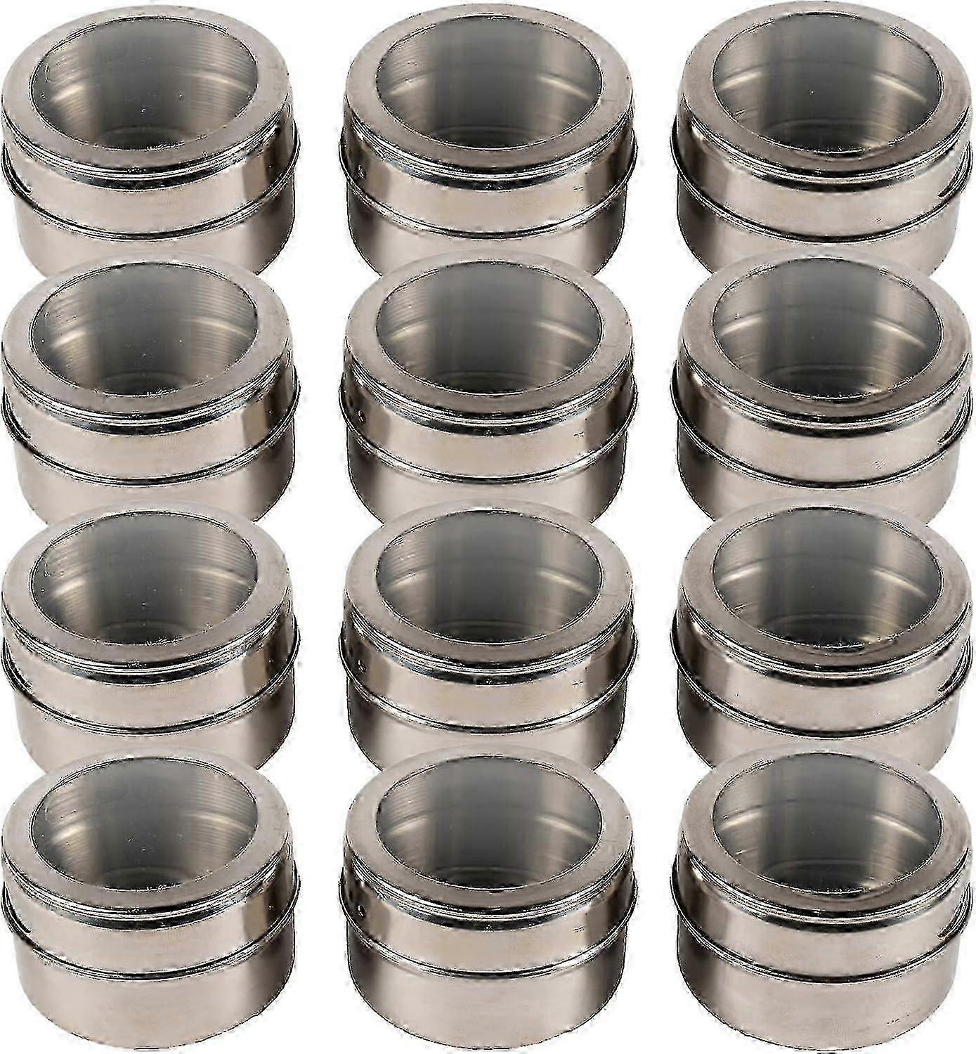 Magnetic Spice Tins - Set Of 12 | Labels Included | Stainless Steel Containers | Herb Pots | Seasoning Shakers With Lid