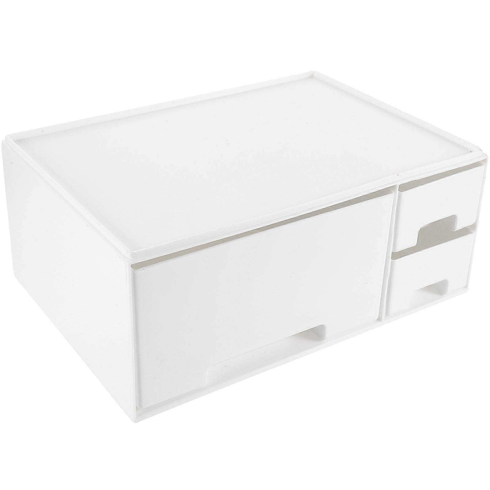 White Monitor Riser with Storage Drawer – Durable Elevated Shelf for Office and Home Use, Ergonomic Design to Alleviate Neck Strain