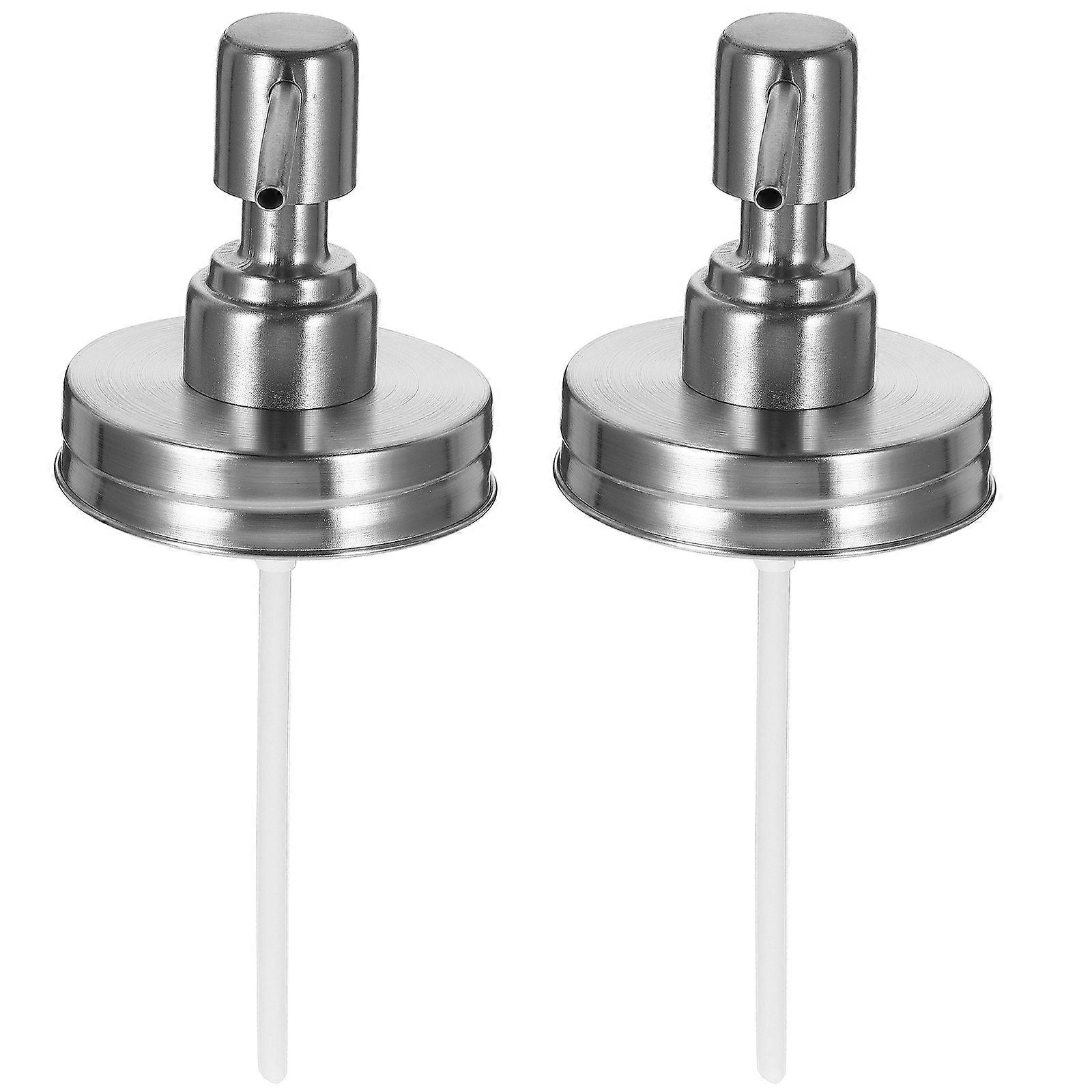 2pcs Mason Jar Lids with Stainless Steel Soap Dispenser Pumps for Bathroom and Kitchen Use – Replacement for Shampoo Bottles, Sealed Press Pump