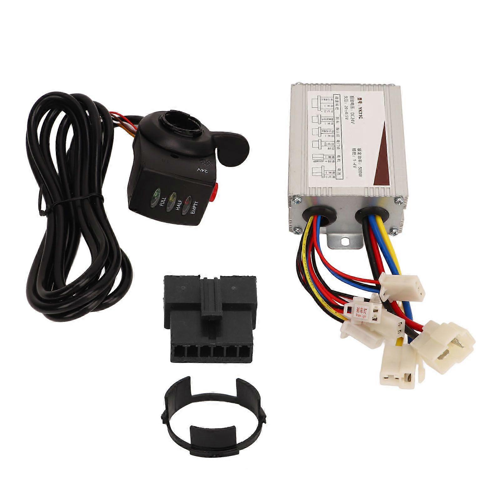 Bike Controller Throttle Kit 24V 500W Speed Controller Battery Indicator Thumb Throttle Grip Bike Controller AccessoryYMQX)