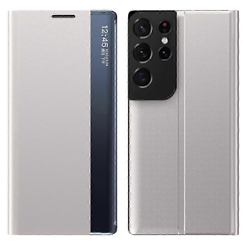 For S21 Ultra 5g View Window Phone Cover Pu Stand Case