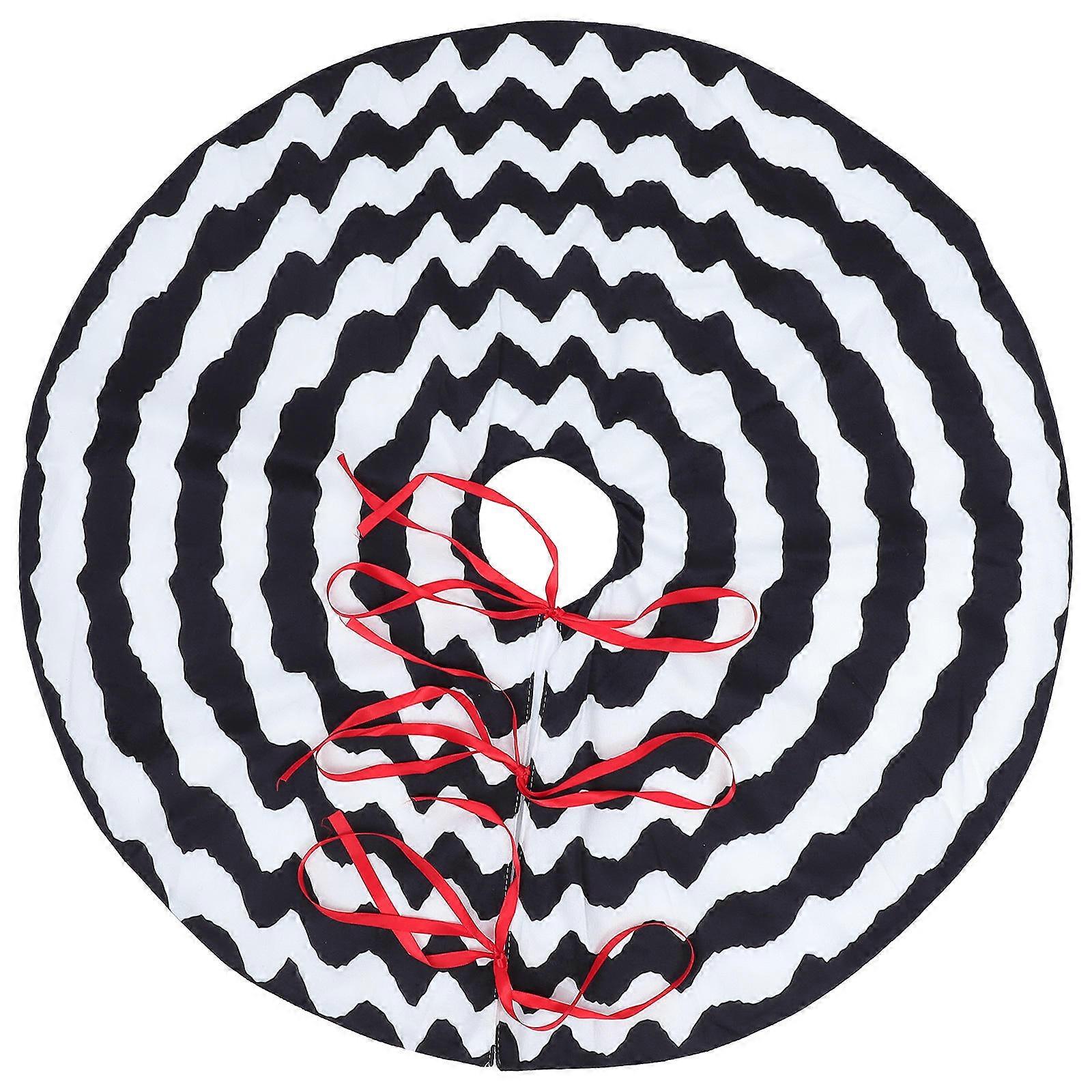 Holiday Decorations Xmas Tree Skirt Black Home Decoration Protective Wave Pattern 1Pcs