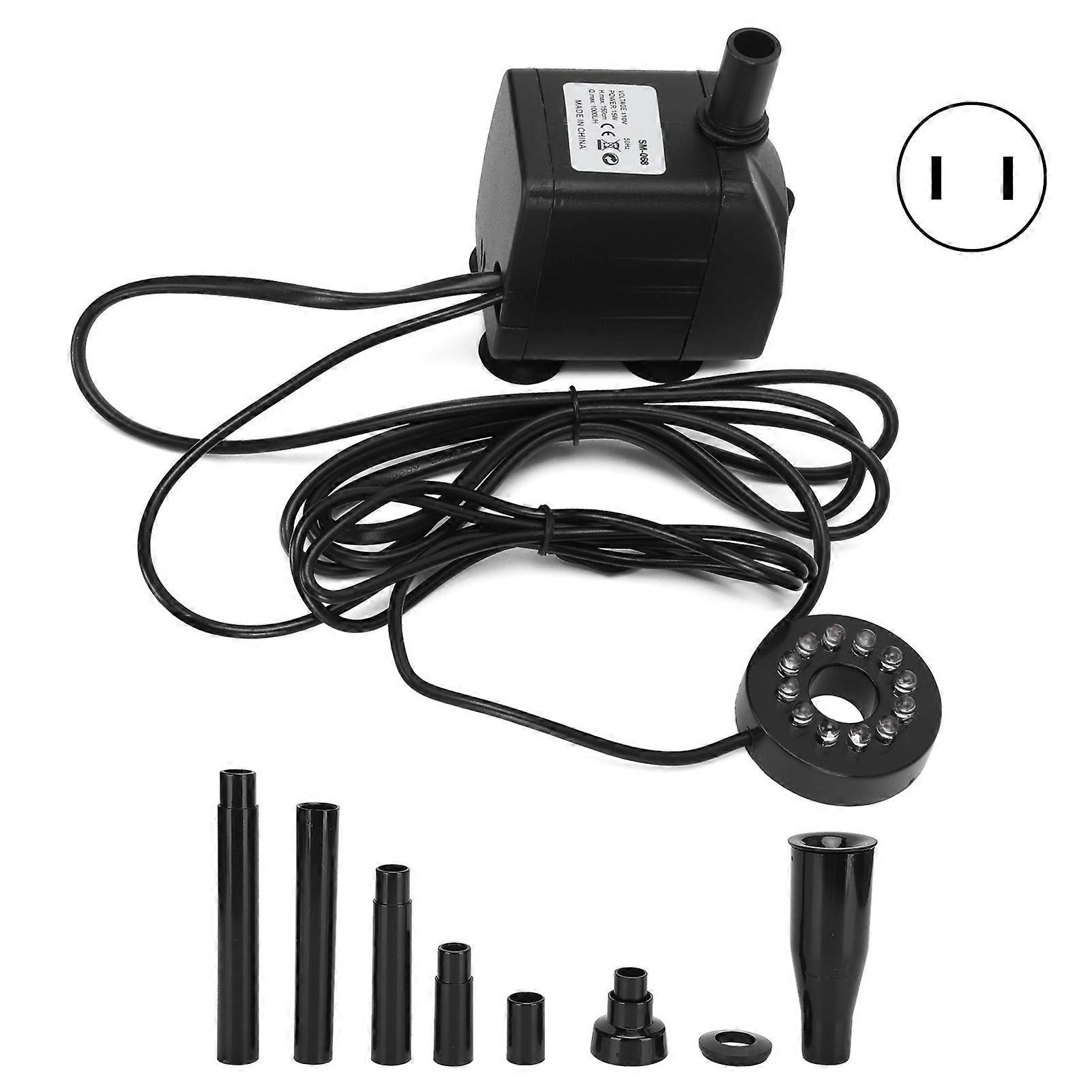 Fish Tank Submersible Water Pump with Colorful LED Light Aquarium Silent Fountain Pump