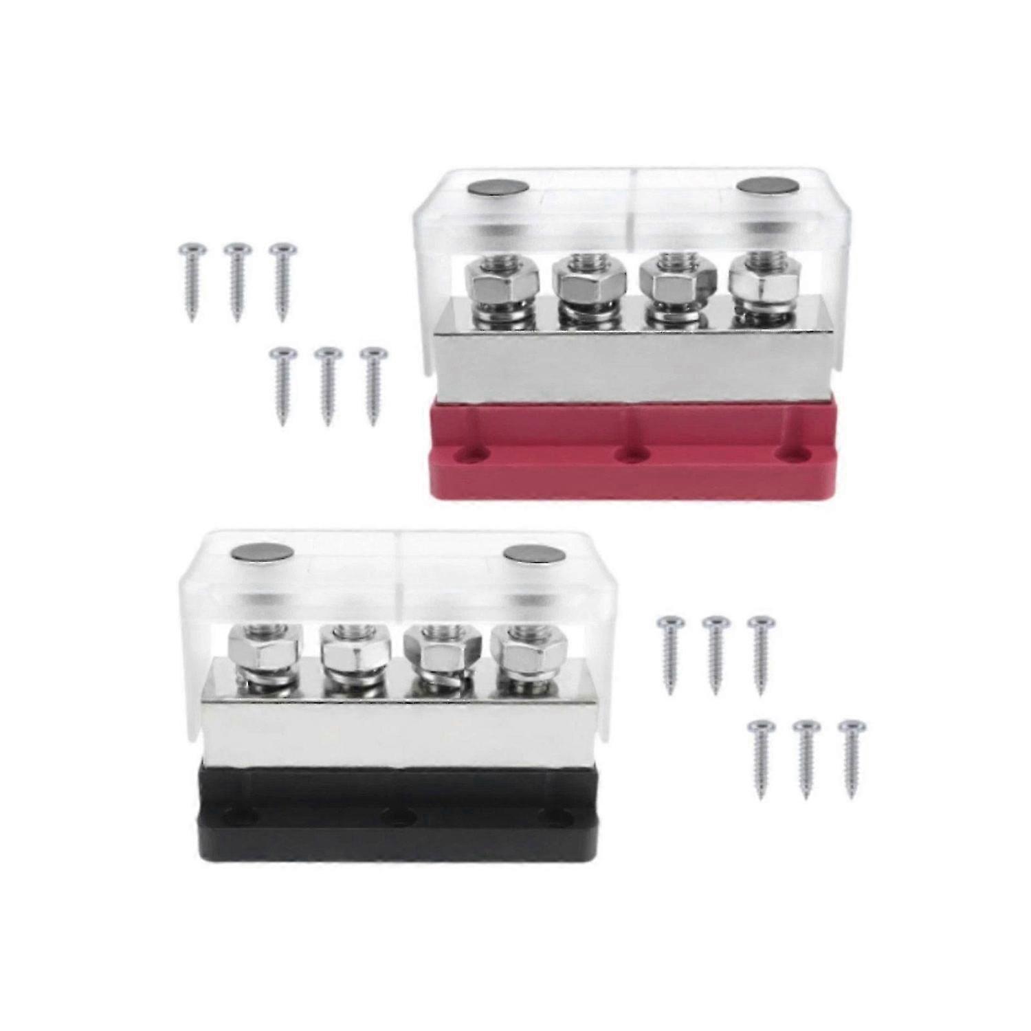 Professional 600A Bus Bar Distribution Block 2Pc 4-Posts