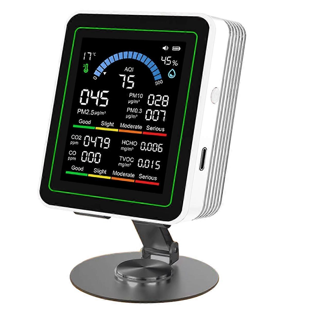 10 in 1 Air Quality Monitor Detector CO 2 TVOC PM2.5 Detector White