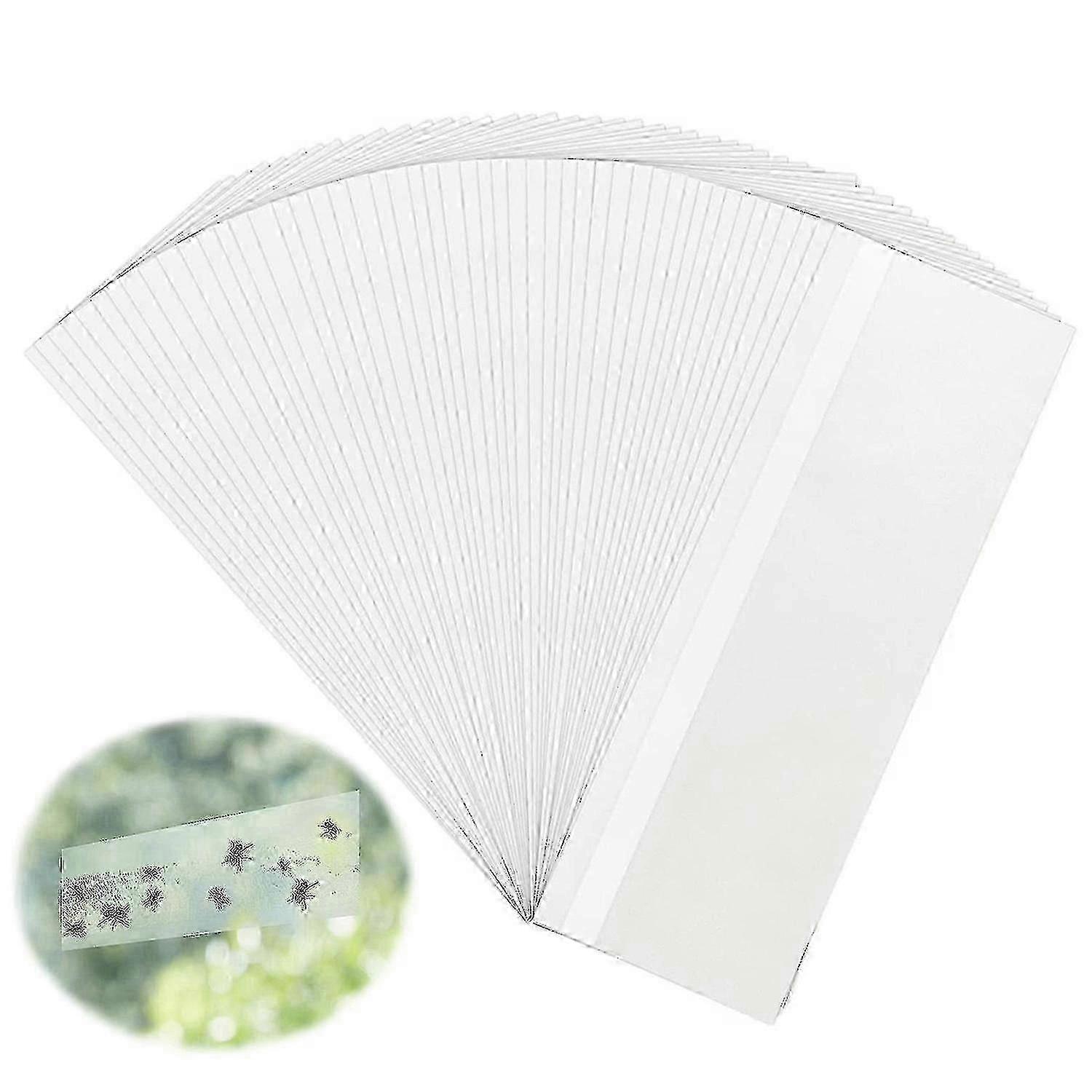 50 Sheet Pack of Clear Window Fly Trapper Stickers with Adhesive Non-Pattern Fly Paper Strips