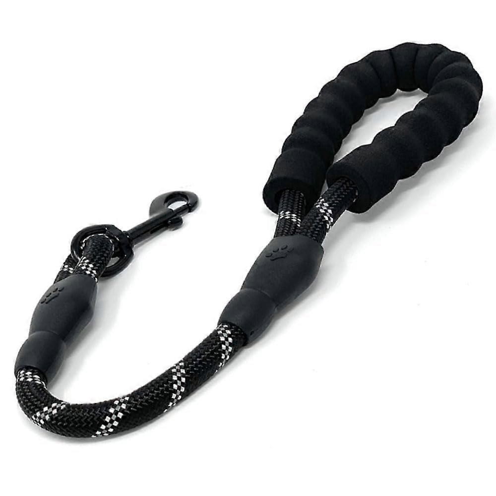 Short Dog Leash with Soft Padded Handles and Reflective Threads, Walking Dog Rope, Dog Leash Rope for Small, Medium and Large Dogs (Black)
