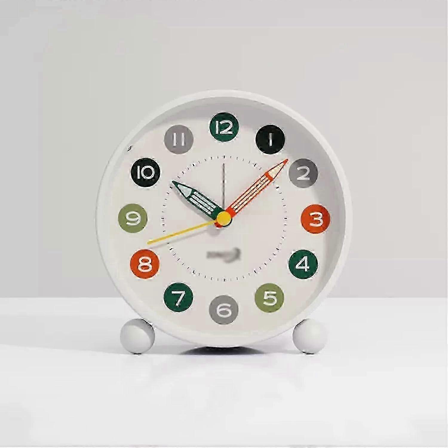 Silent Bedside Digital Alarm Clock - 4 Inch Round Non-Ticking Battery Operated Clock with LED Light Function for Easy Viewing