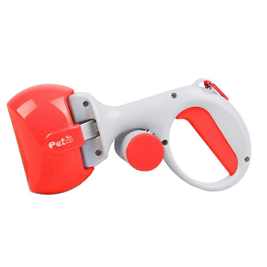 Pooper Scooper Pet Picker With Non-Foldable Handle, Jaw Design, Red Waste Bag For Dog Excreta Cleaning