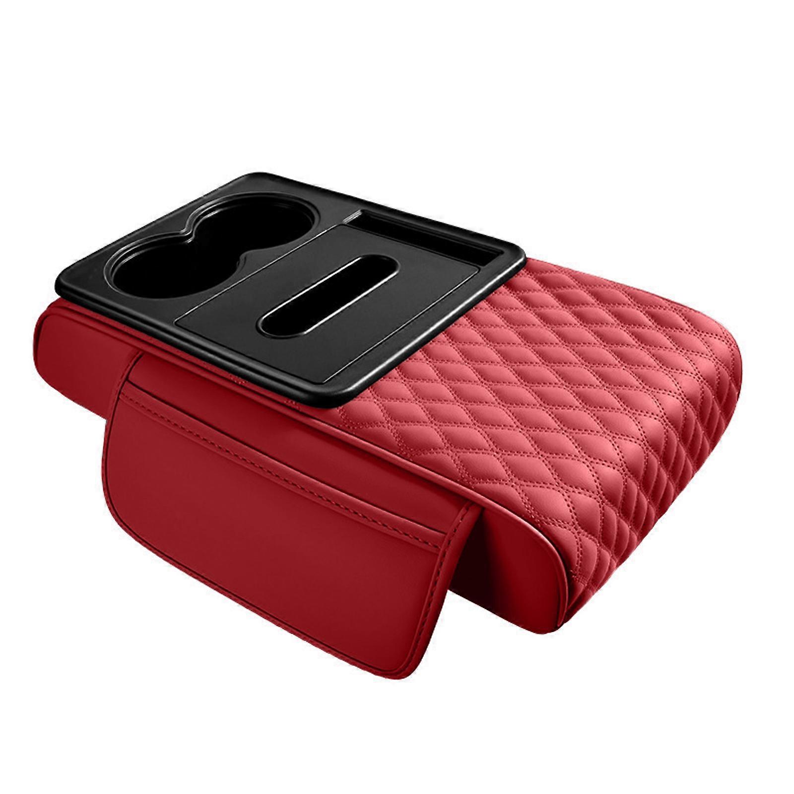Multipurpose Car Armrest Storage Box Center Console Organizer in Leather Ideal for Enhancing Interior Space and Comfort Martha Red