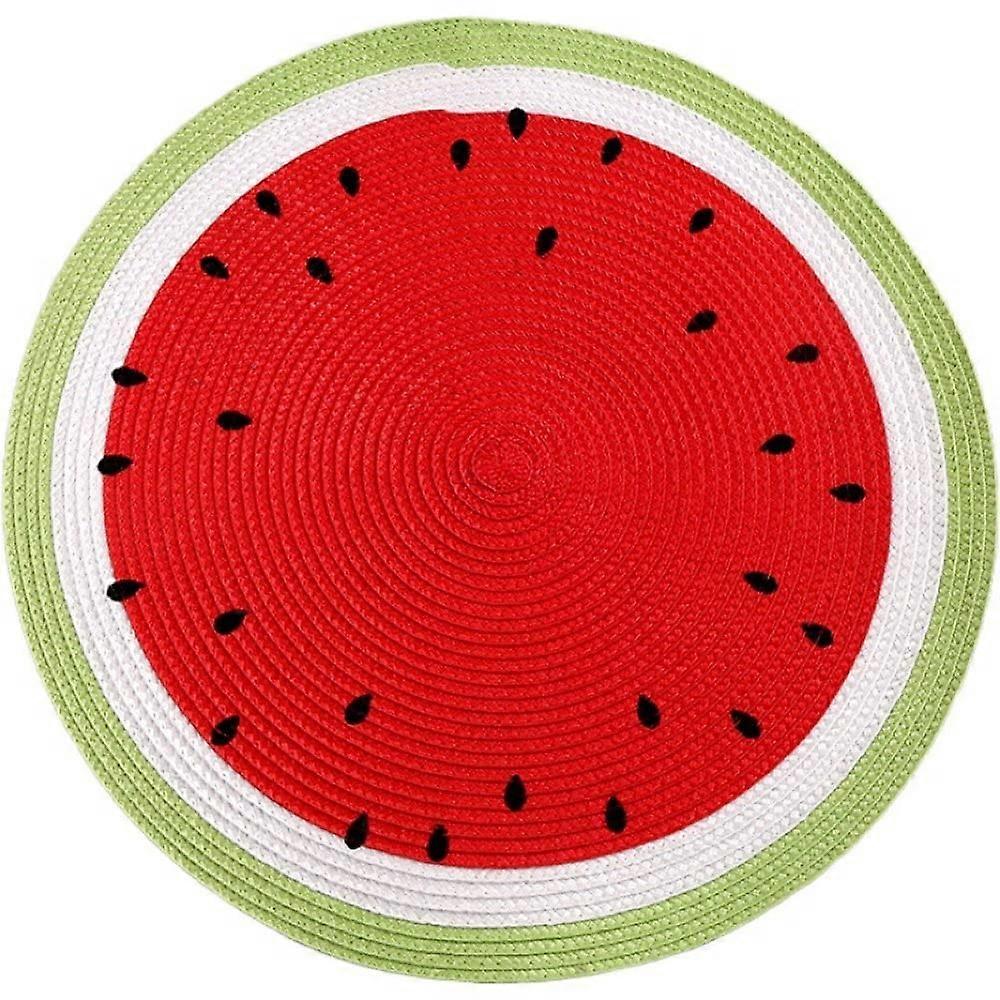Tischsets PP-Woven Round Placemats for Dining Table, 2-Piece Set, Non-Slip, Heat-Resistant, Easy-Clean Watermelon Mats