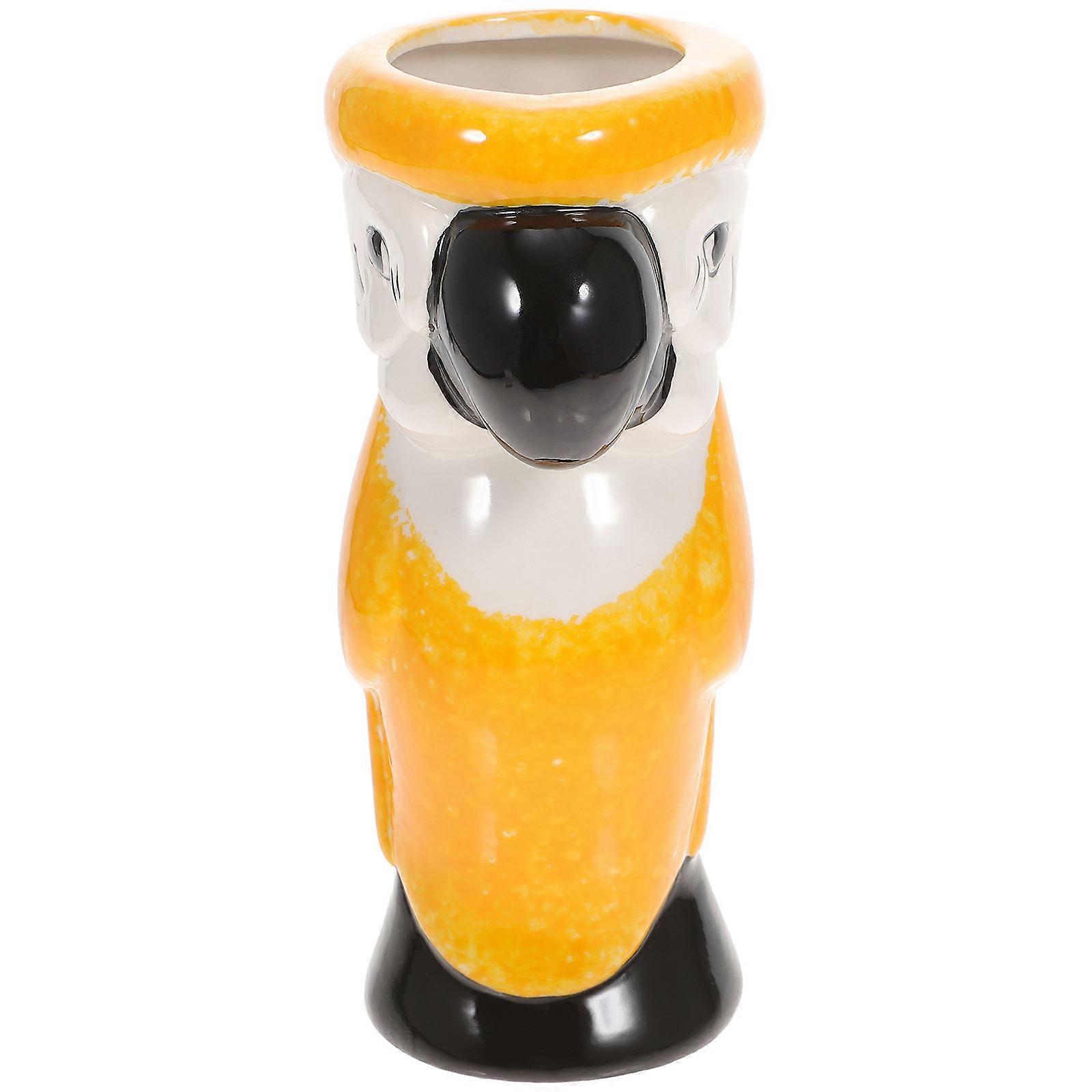 Tiki Cups Parrot Shape Cocktail Cup for Drinking Use Yellow Ceramic