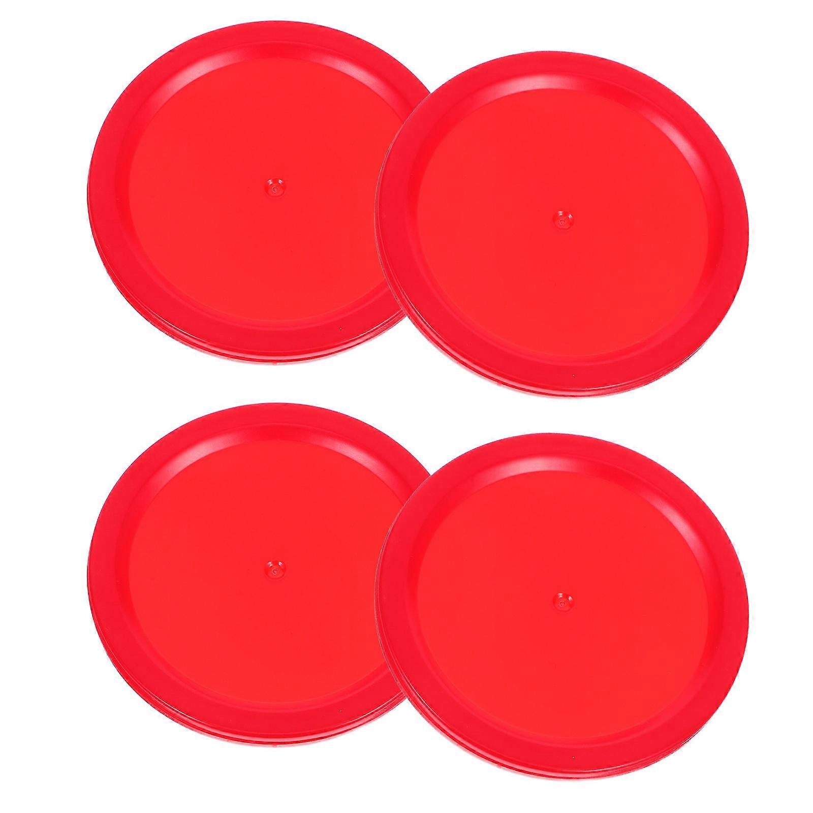 Air Hockey Paddles and Pushers Set with Ergonomical Design for Game Tables Replacement 50mm Red Plastic