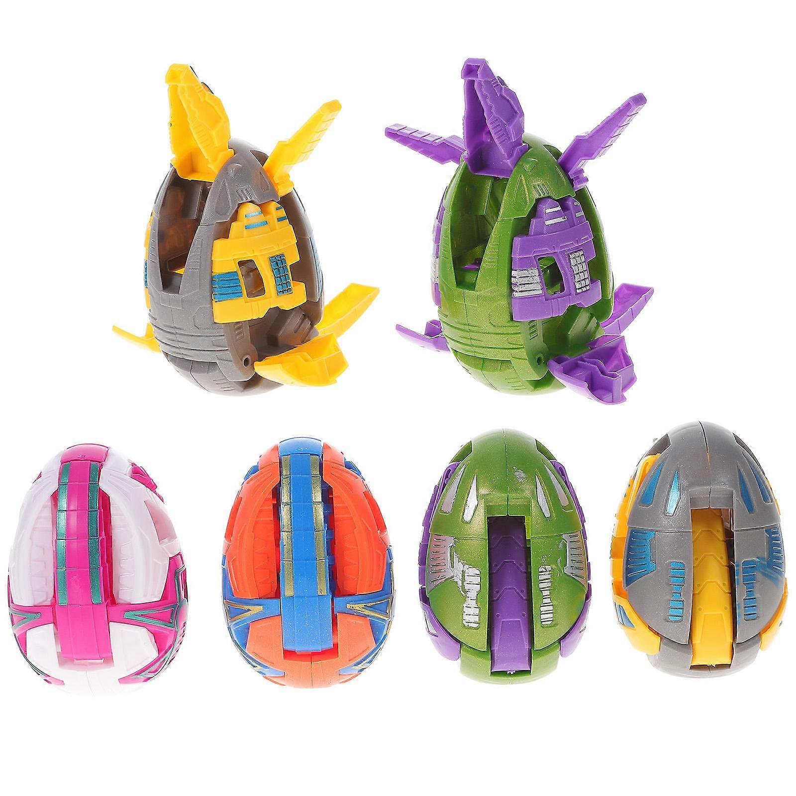 Transforming Dinosaur Toy 6Pcs Assorted Color Plastic with Vivid Expressions for Playing