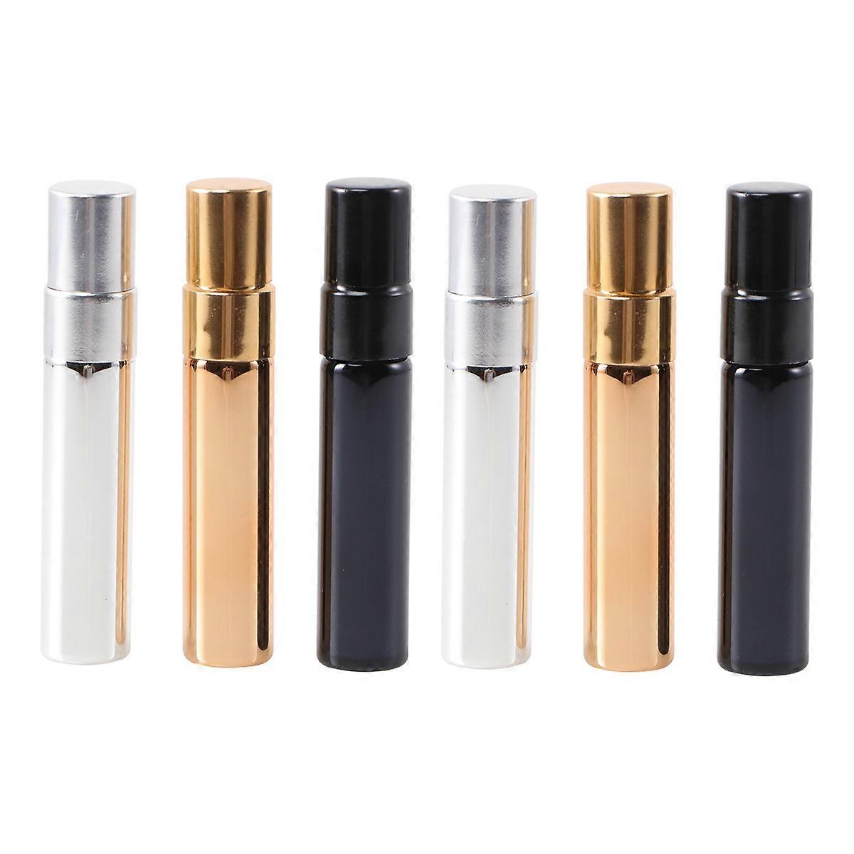 Small Perfume Spray Bottle Fragrance Sample Bottles Sprayer Perfume Sampling 7.4x1.4x1.4cm Golden Silver Black 6Pcs