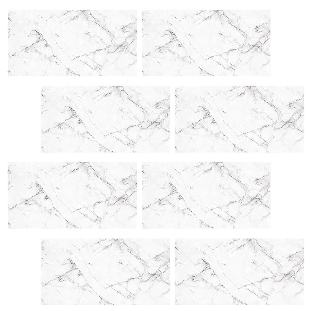 Marble Tile Stickers Self Adhesive for Windows Light Grey Plastic 8Pcs Smooth Surface