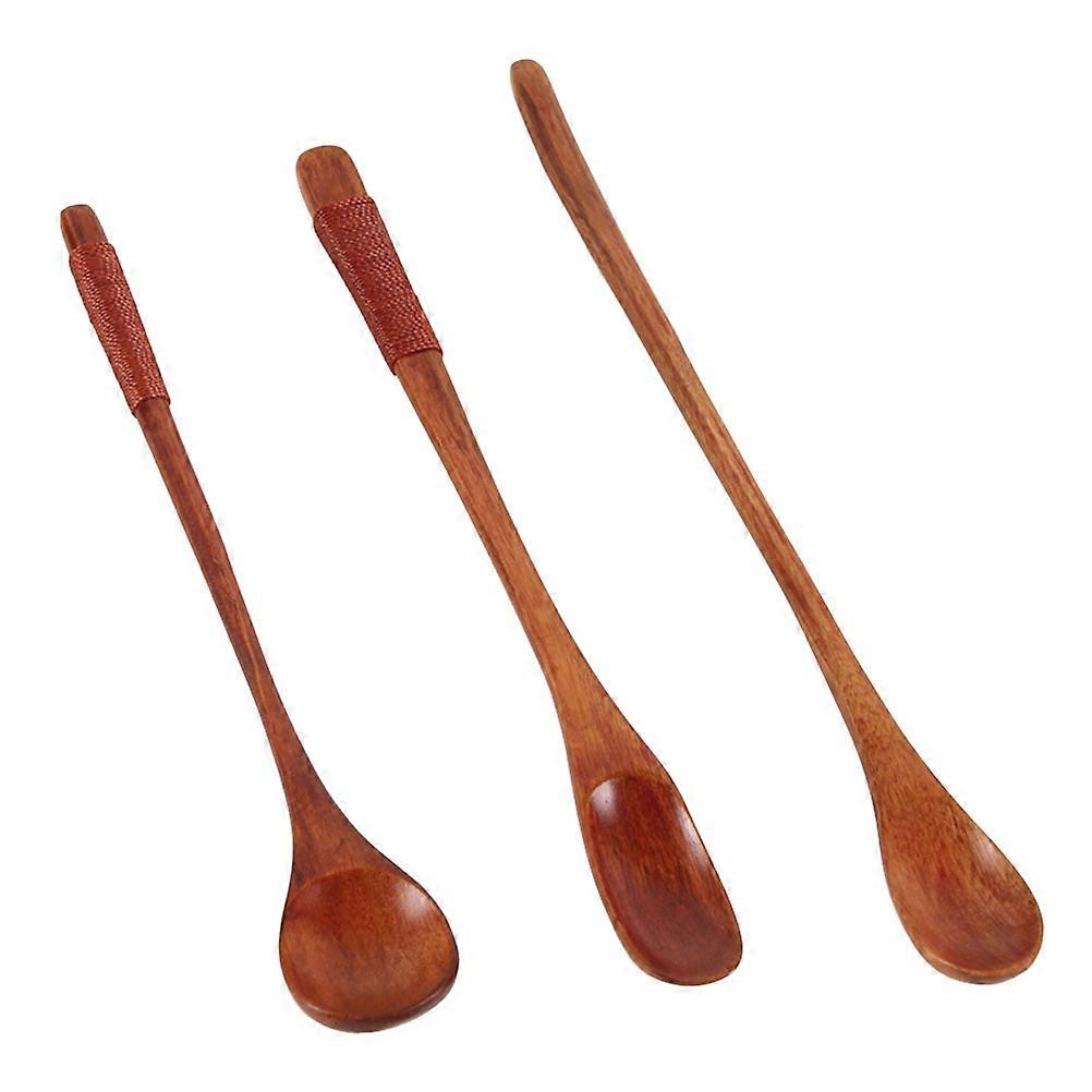 3pcs Wooden Spoon Portable Soup Spoon Food Serving Scoop Kitchen Utensil Wood Tableware for Home
