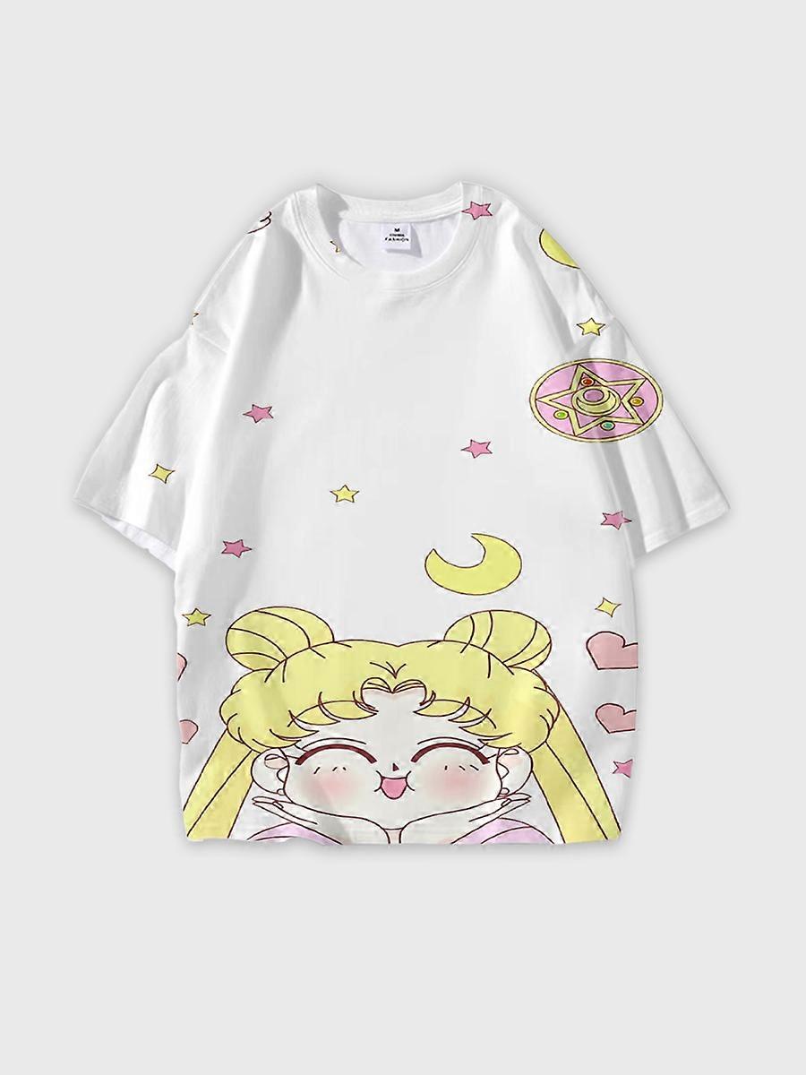 T-shirt round neck Role Pattern loose short sleeve D3446