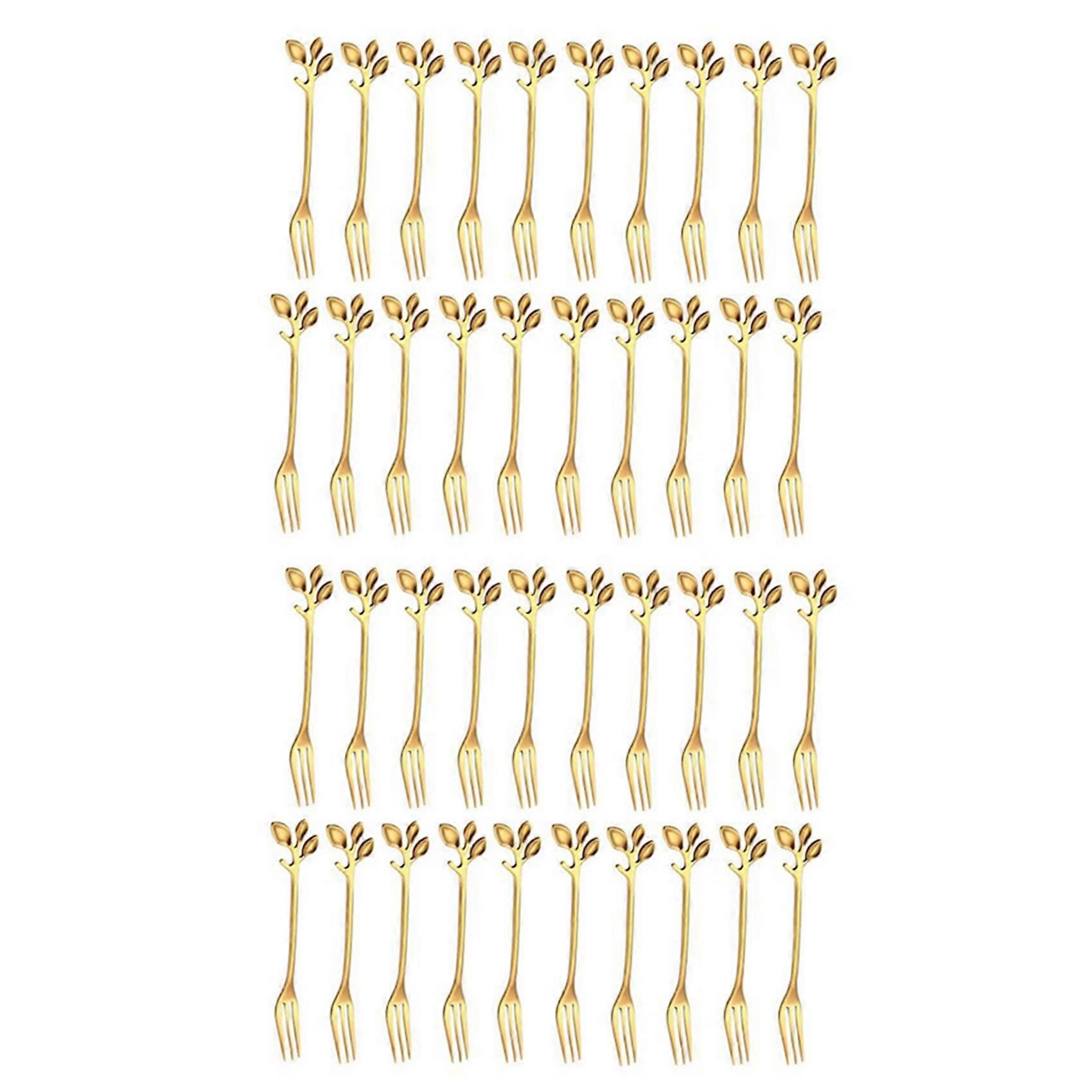 40Pcs Stainless Steel Flatware Fruit Fork Dinnerware Appetizer Snack Dessert Fork Kitchen Tableware