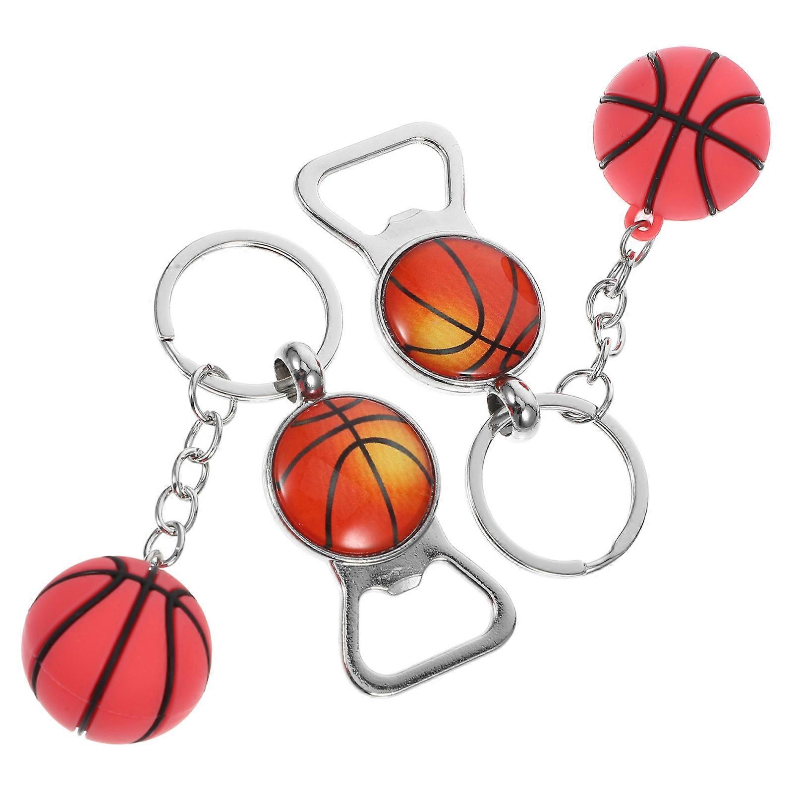 Sports Ball Shaped Bottle Opener Keychain Made of Zinc Alloy for Lovers with 2pcs