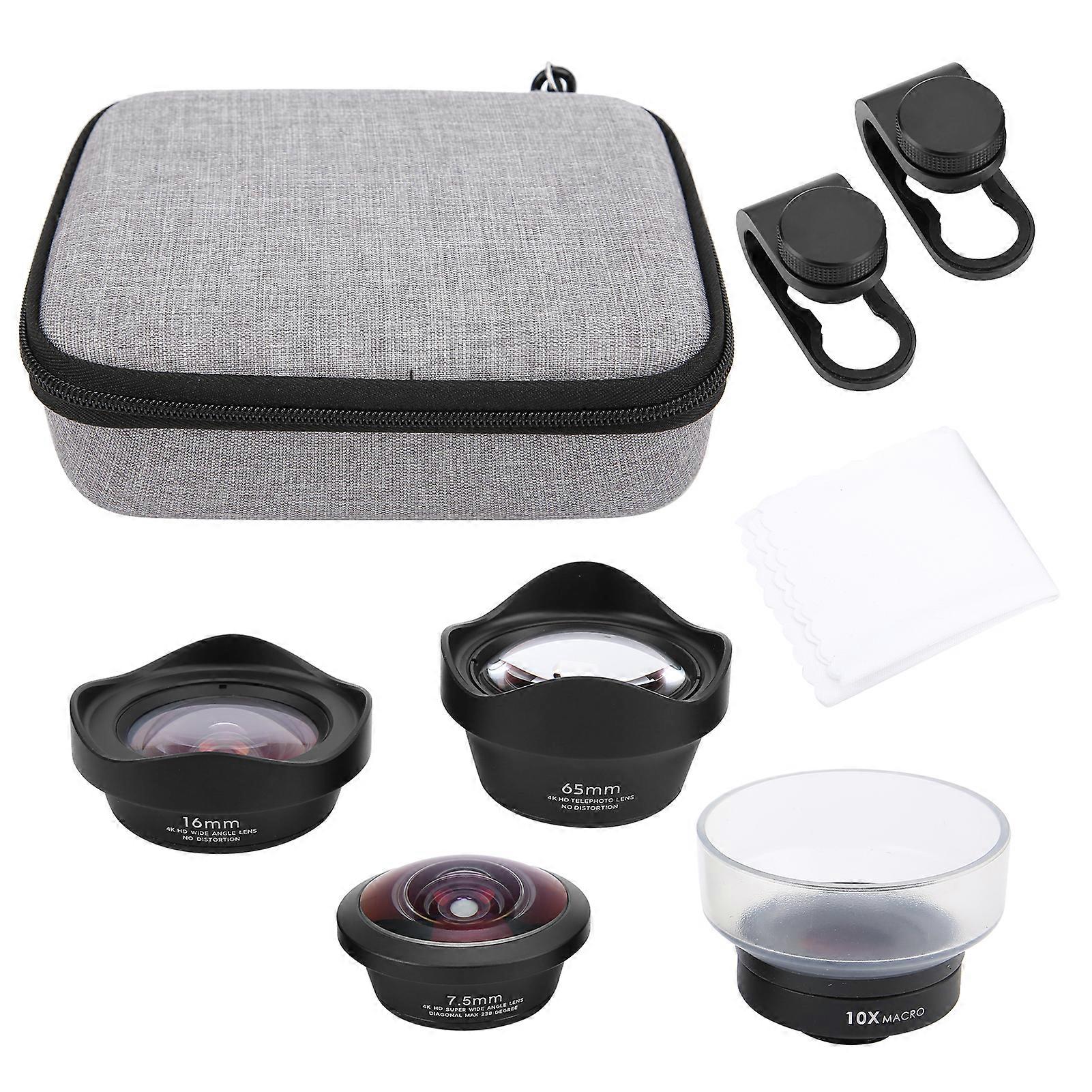4‑in‑1 Phone Camera Lens Kit 2X Telephoto/Wide Angle/Macro/Fisheye Lens Set for IOS Pad