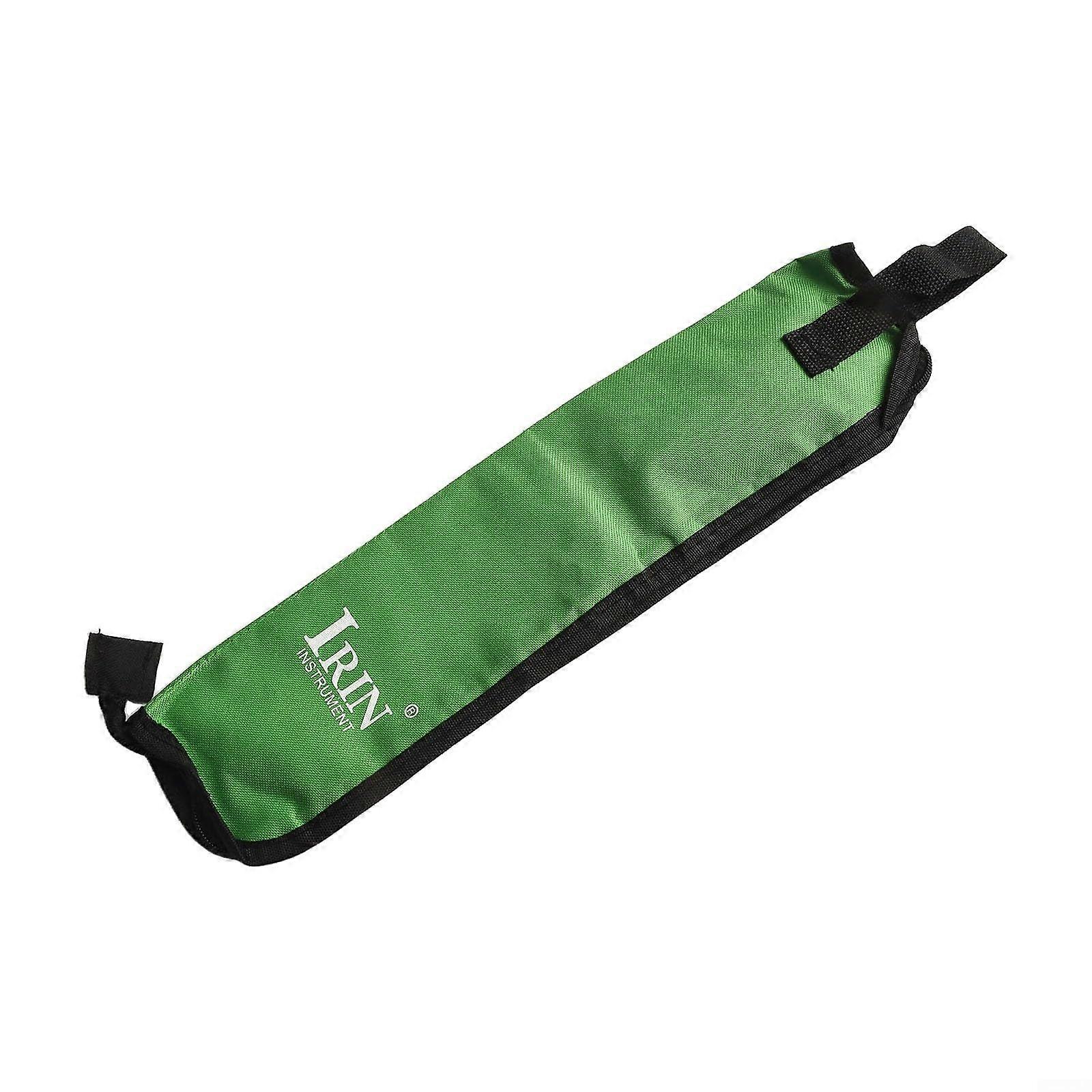 Practical drum bag, waterproof, Oxford fabric, for brushes and accessories, with convenient carrying strap (green).