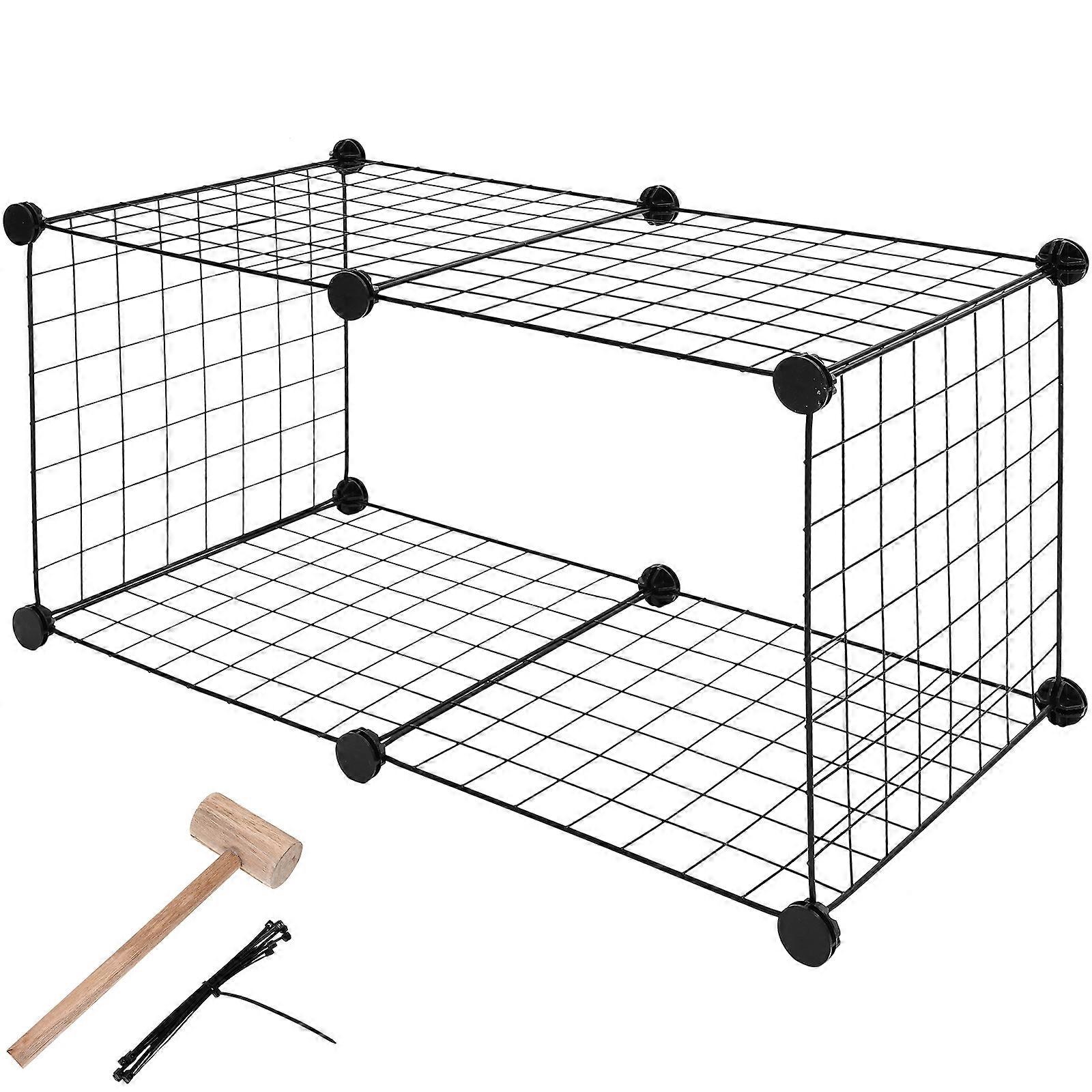 Black Heavy Duty Iron Pet Crate with Foldable Design for Dog Cat Rabbit 35x35 6 Pieces