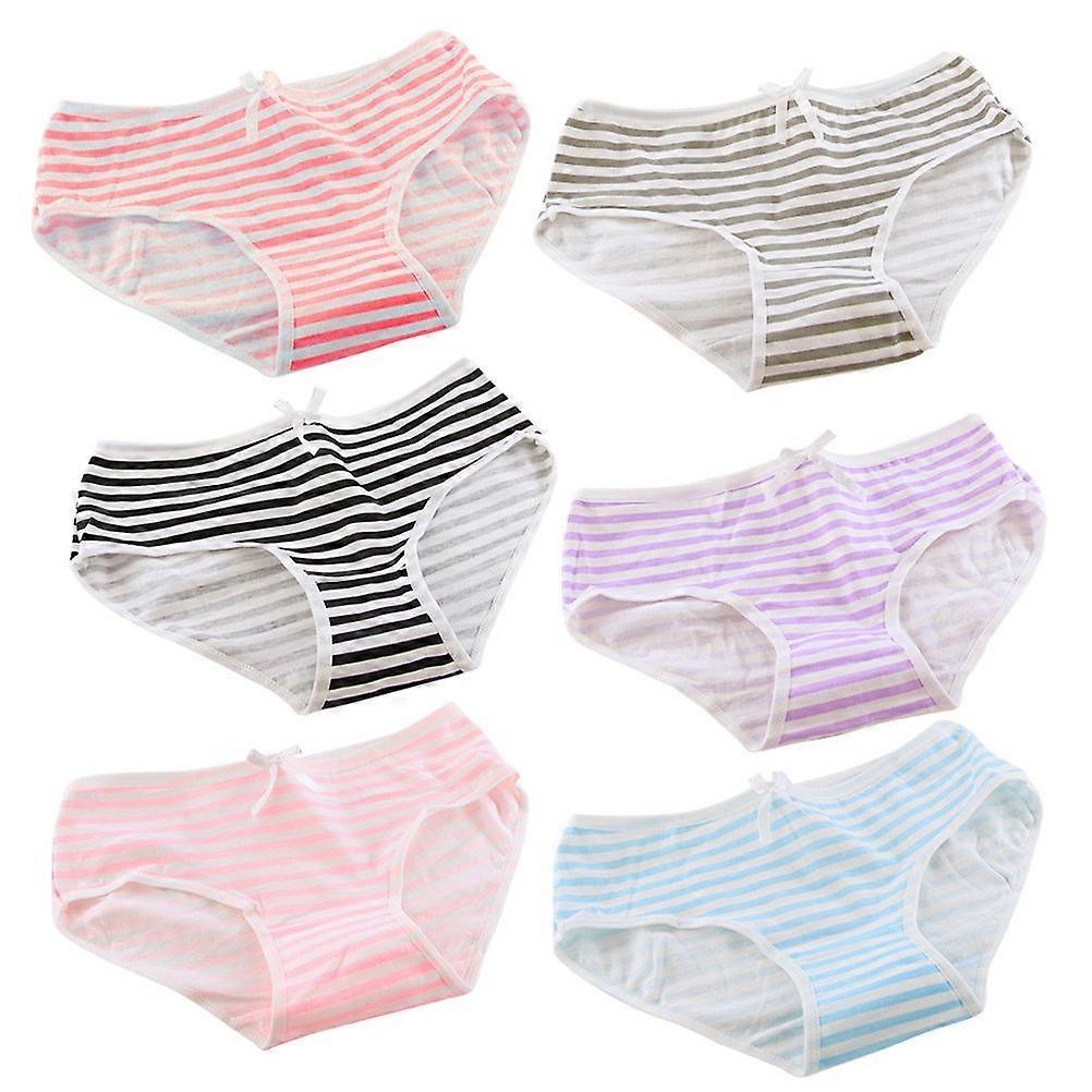 Cute Briefs For Ladies Striped Navy Bow Triangle Underwear 6Pcs