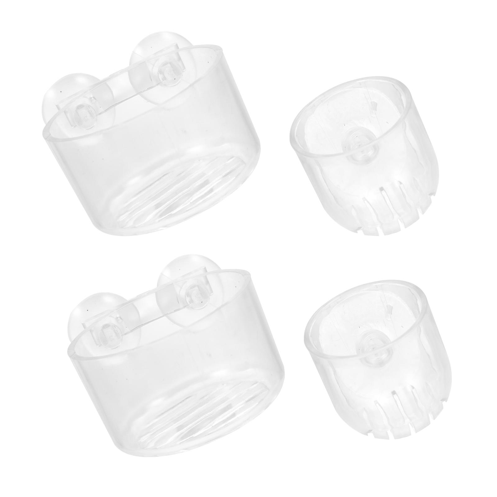 4pcs Acrylic Fish Tank Feeding Cups for Aquarium Shrimps with Suction Cup