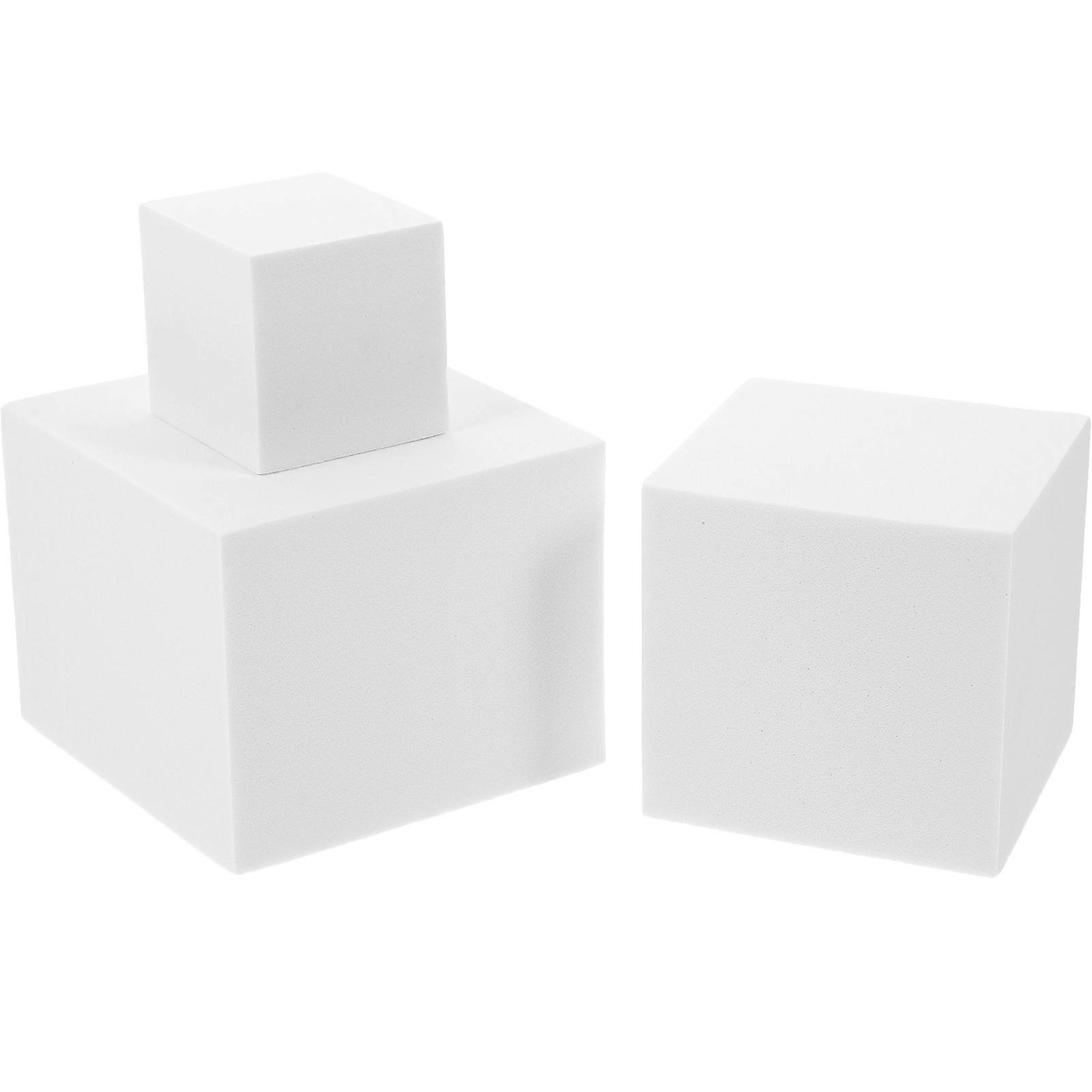 Foam Cube 3Pcs White Durable Wooden Construction for DIY Use Geometry Model