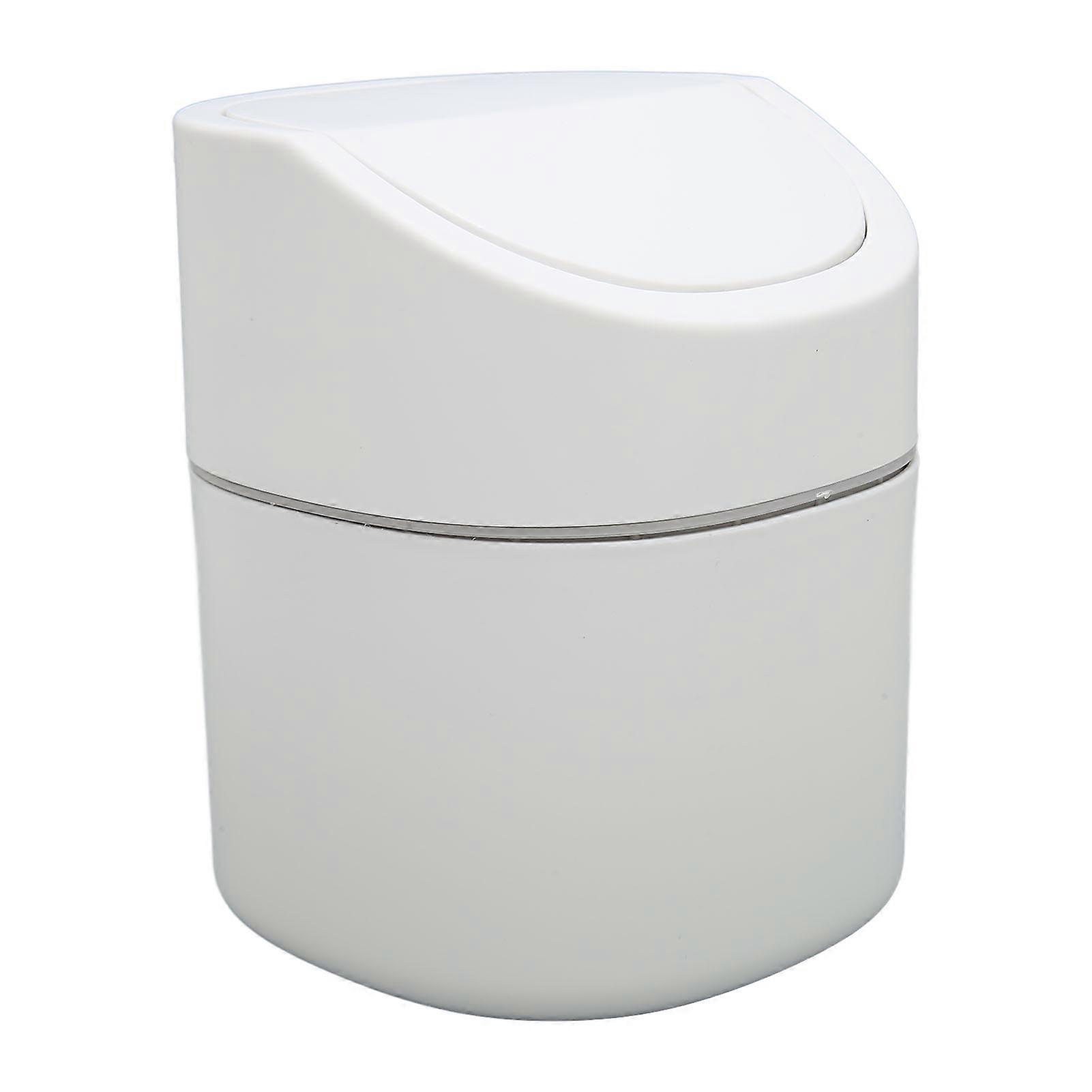Desktop Garbage Can Button Flip Cover Reduce Odor Trash Debris Collector Can 2L Capacity 