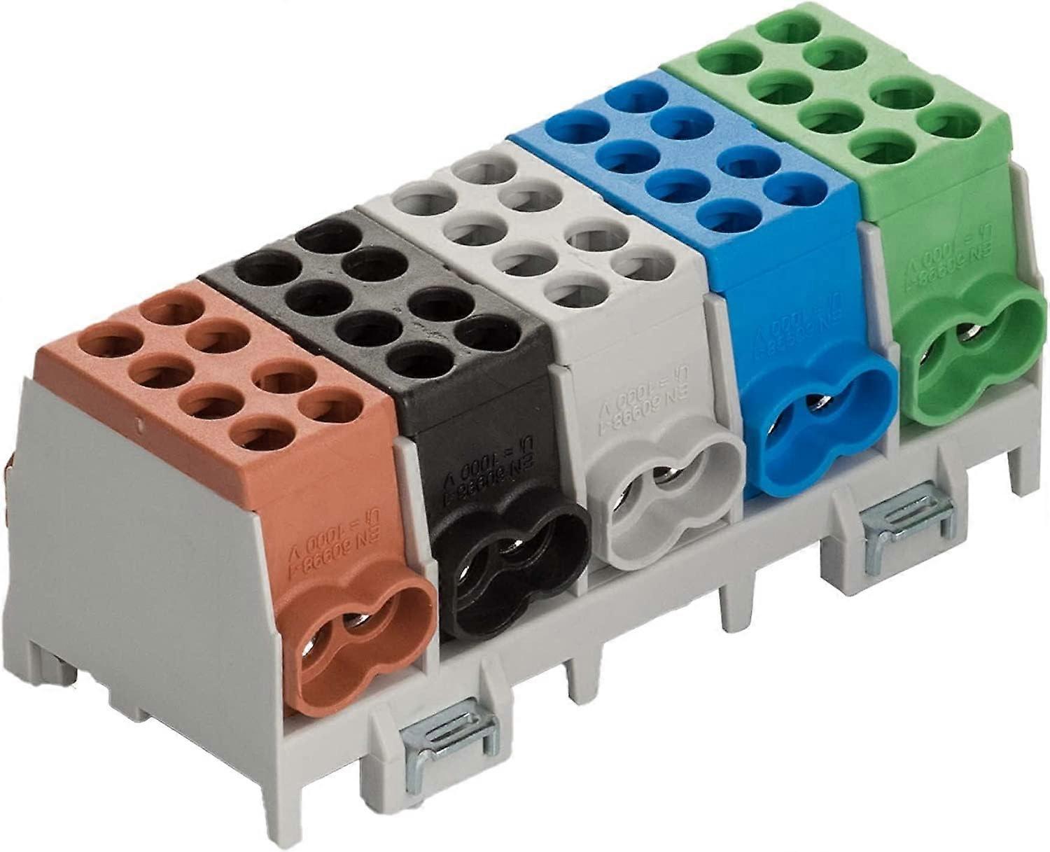 Mains 5-Pin Junction Terminal for Profile Rail Power Distributor VDE-Certified Single Pack 16A 250V Compatible with Standard Rails