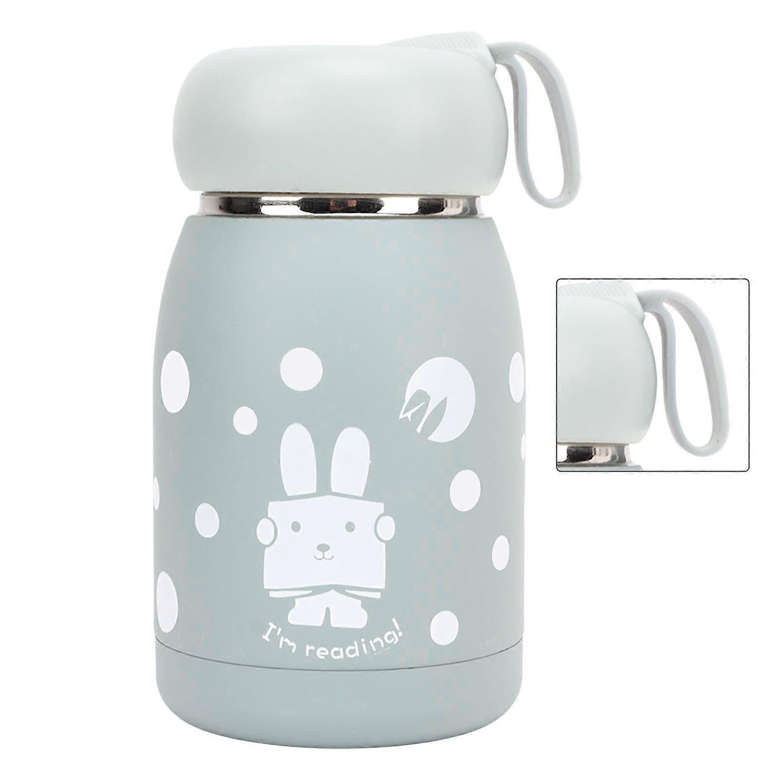 Children's Insulation Cup 12oz Double Wall Portable Rabbit Pattern Insulated Water Bottle for Travel Blue 