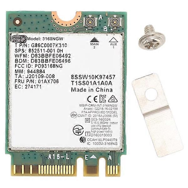 Wireless Module 3168NGW AC NGFF M.2 2.4G 5G Dual Band 600Mbps BT 4.2 WIFI Network Card