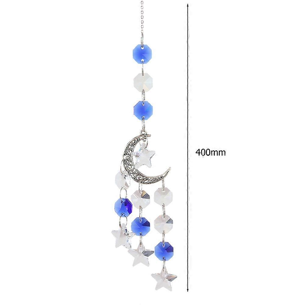Hanging Ornament Star Moon Crystal Wind Chimes Crafts Sun Crystal Ball Hanging Ornament Metal Pendant