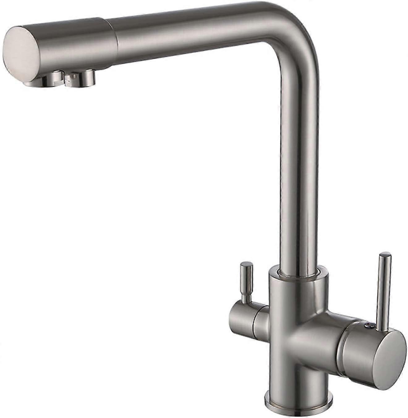 Kitchen Faucets, Pure Copper, Drop-Down Handle, Double Hole, Black Finish, Durable and Stylish Design