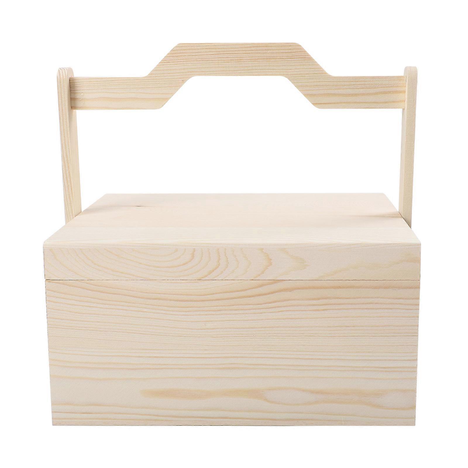 Wooden Box with Handle for Crafts, Compact Size with High Capacity