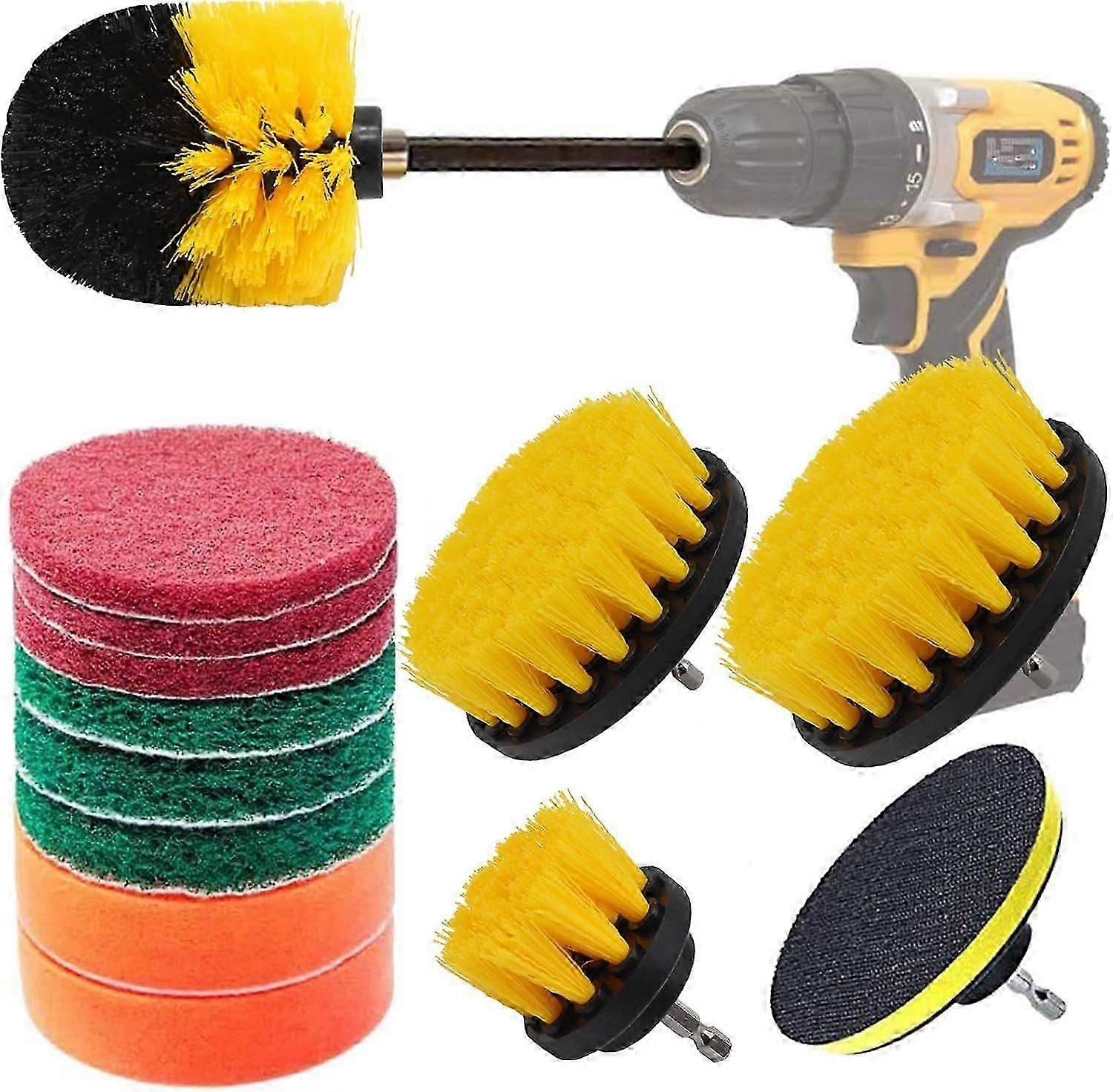 14 Pcs Drill Brush Attachment Set, Power Scrubber Cleaning Brushes Kits Polishing Scouring