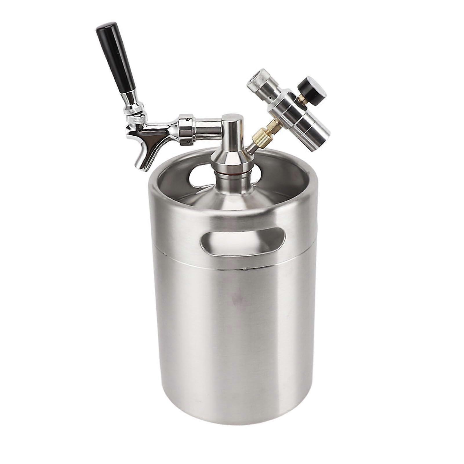 5L Stainless Steel Beer Keg Dispenser with Adjustable Tap, Easy to Use and Dispense Evenly, Ideal for Bars and Home Use.