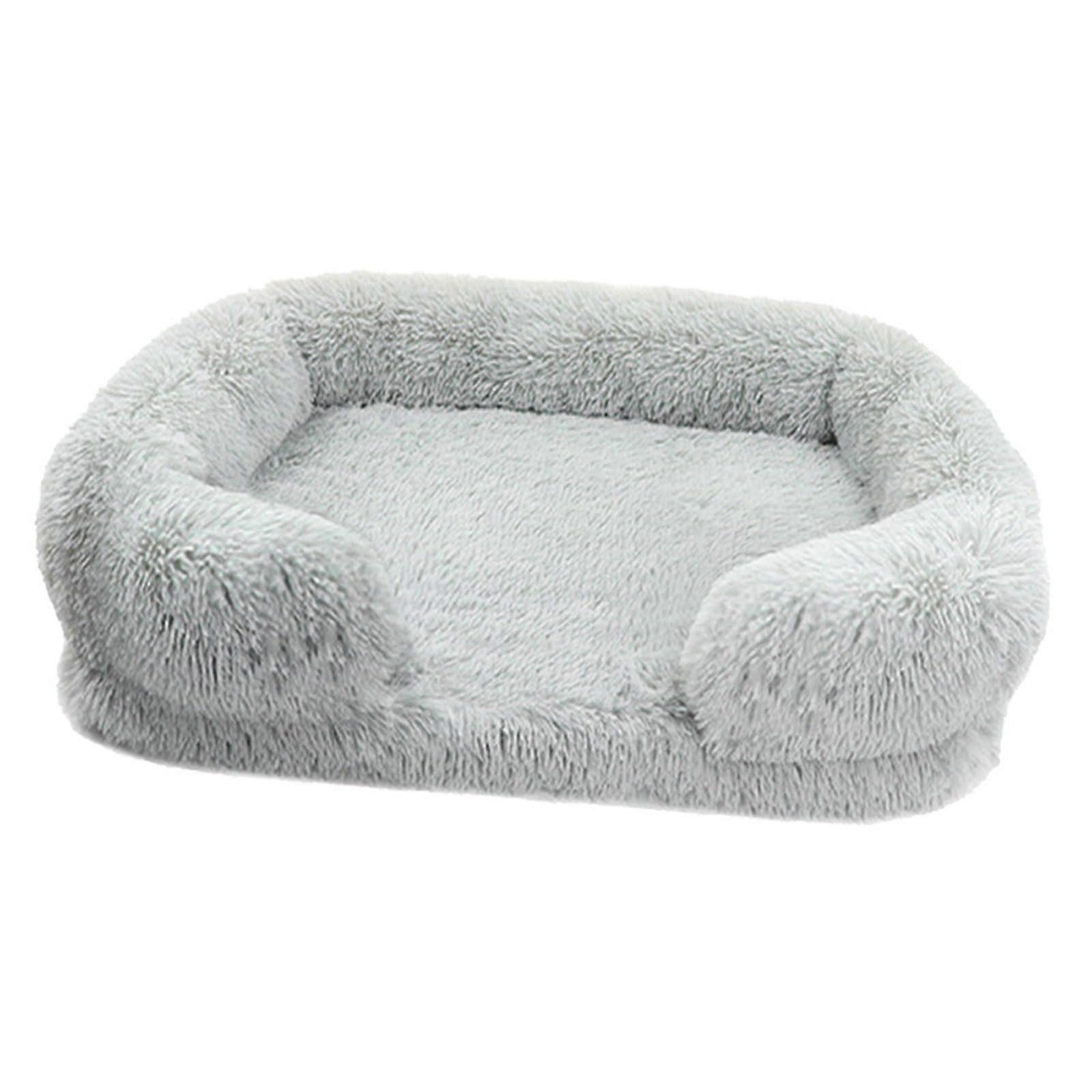 Pet Bed with Removable Cushion 50x40x8cm, Soft Furry Dog Basket Sofa in Hellgrau Color, Cozy Pet Sleeping Solution