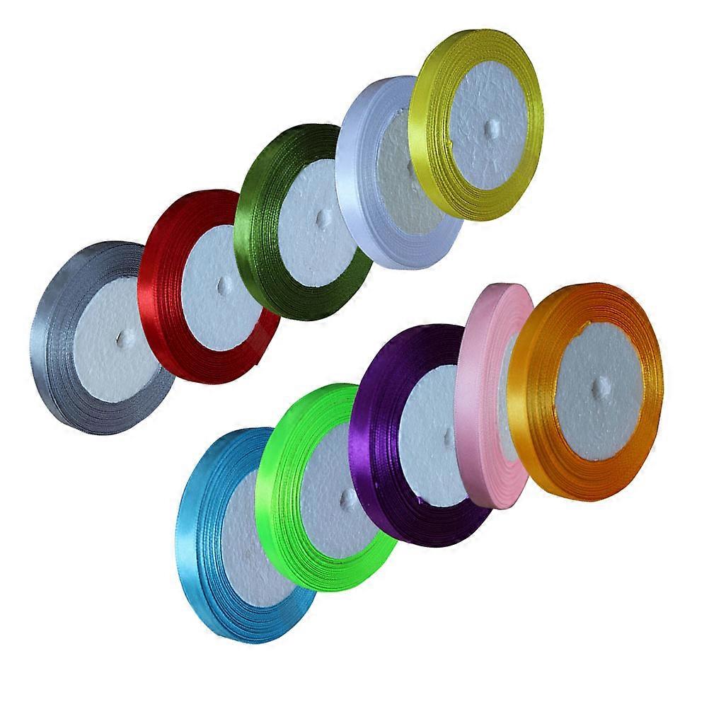 Polyester Ribbon for Crafts and Decorations Assorted Color Smooth Surface 10 Rolls