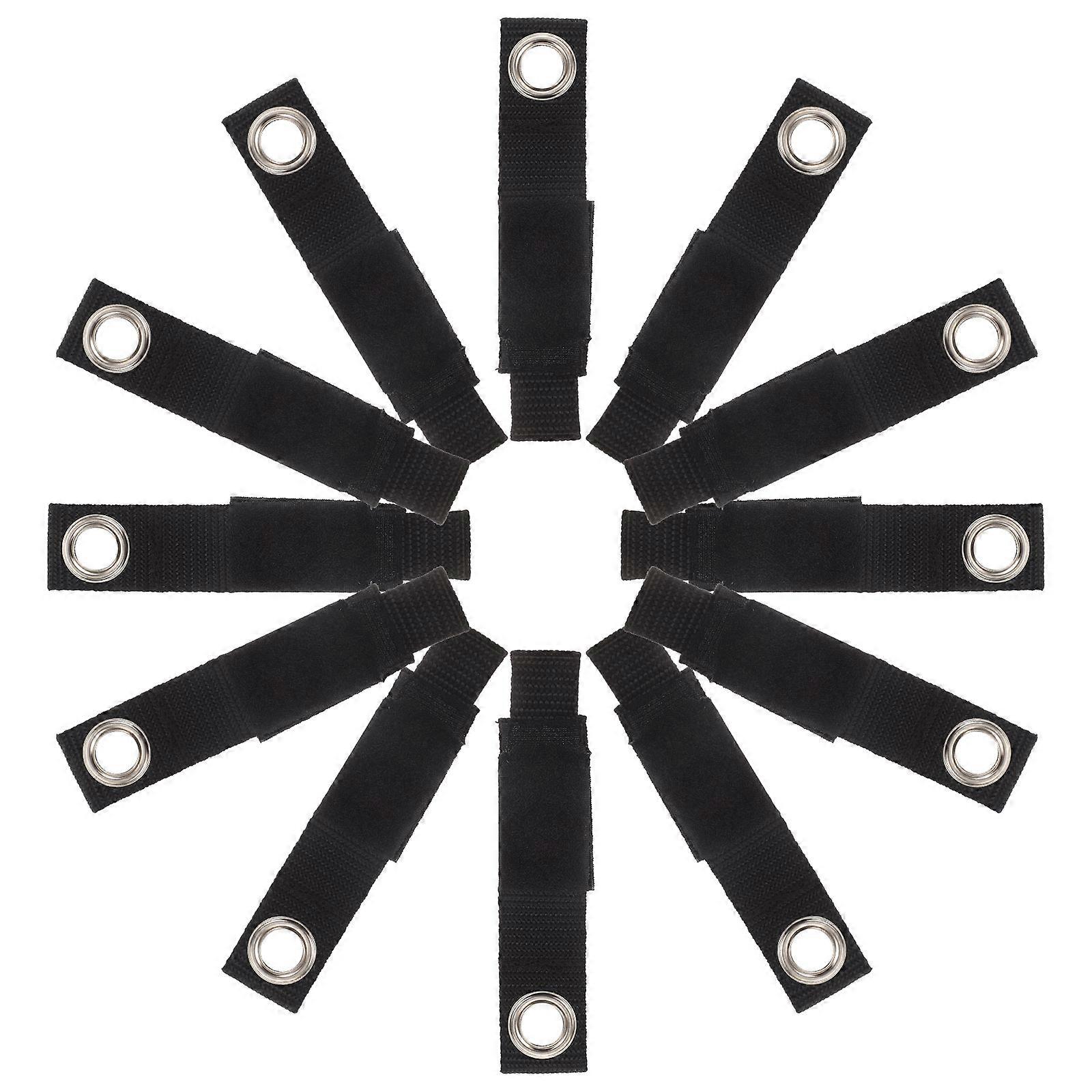 Black Hook And Loop Cord Ties 10Pack For Storage Shed And Boat Applications Versatile Heavy Duty Material Ensures Effective Cable Organization