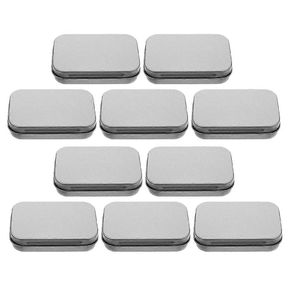 Silver Tinplate Small Trinket Box for Storage Multifunctional Compact Metal Container with Hinge 10pcs