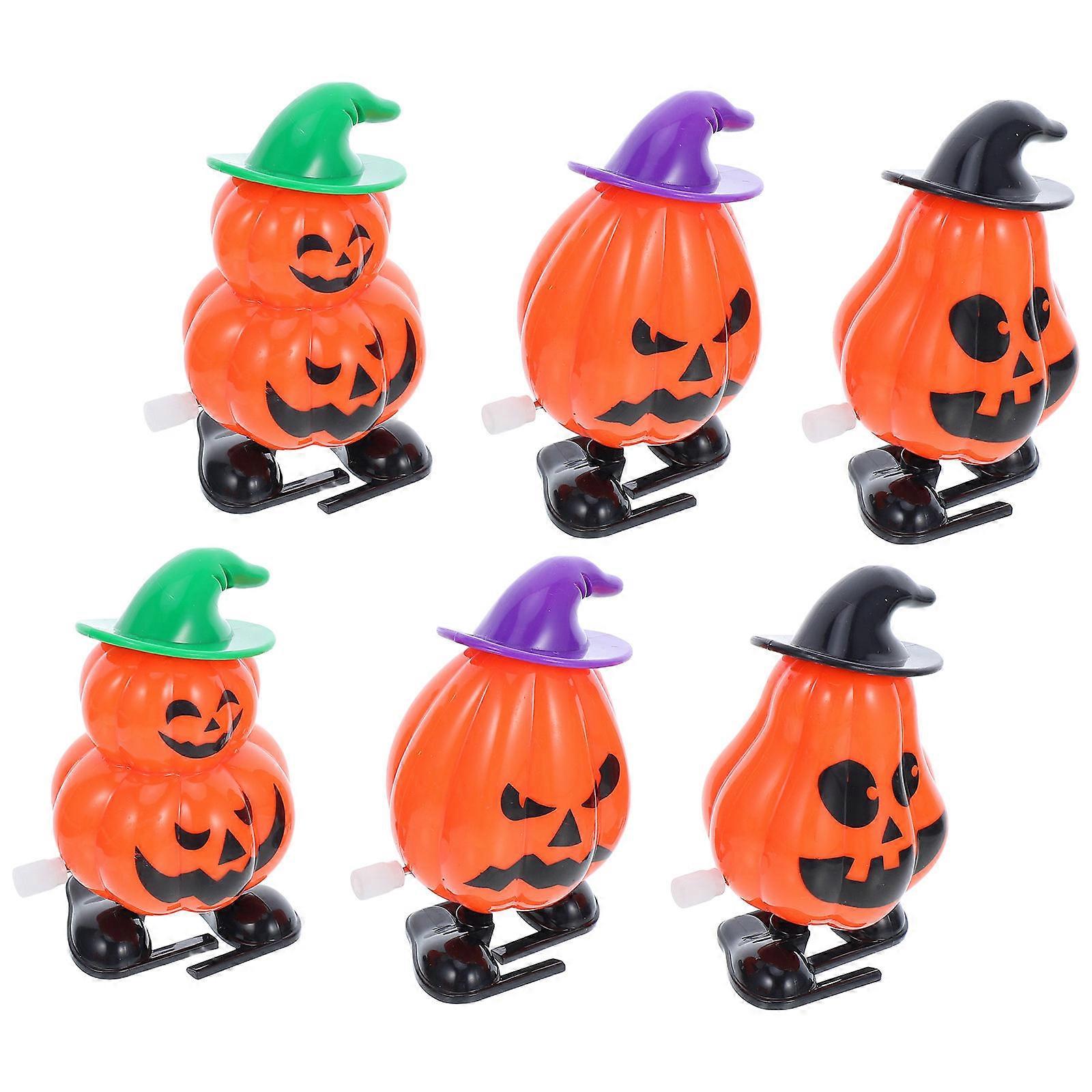 6pcs Halloween Pumpkin Wind Up Toys – Mini Clockwork Favors for Party Treat Bags & Classroom Rewards