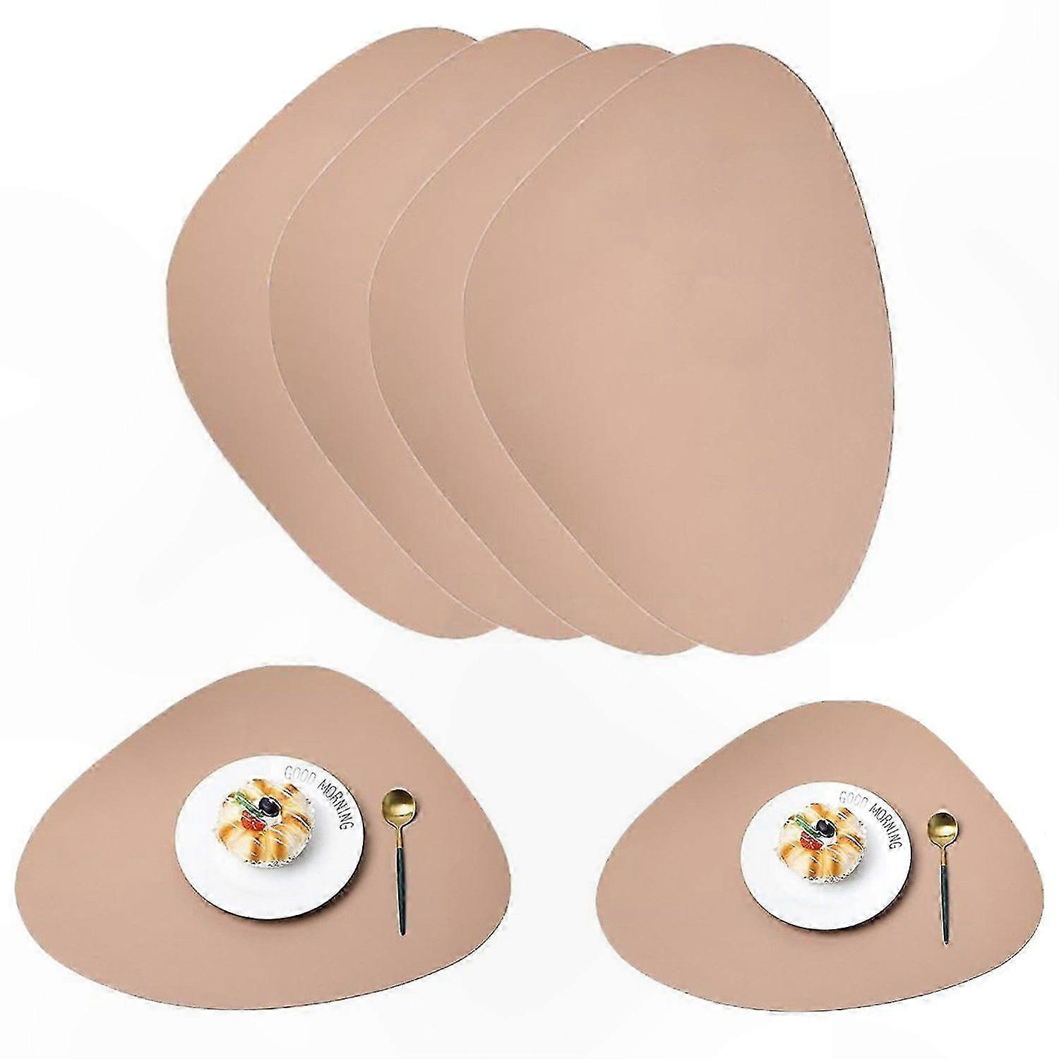 Modern Dining Table Set with 6 Imitation Leather Placemats in Pink and Gray Stylish Design