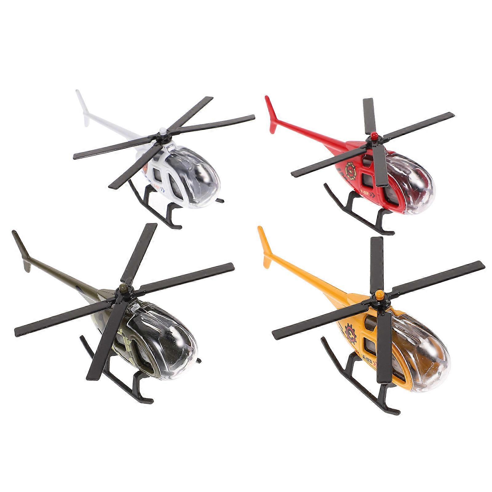 4pcs Metal Plane & Helicopter Models, Rustic Style Miniature Airplane Decor for Home Cabinet, Creative Decoration for Boys