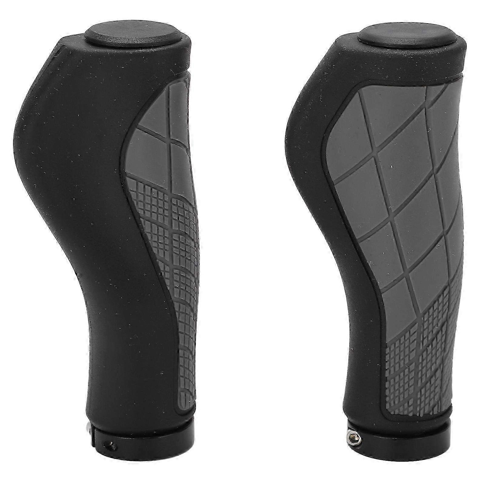Mountain Bike Replacement Handlebar Grips with End Caps - Ergonomic Rubber Handlebar Grips for Comfort and Repair