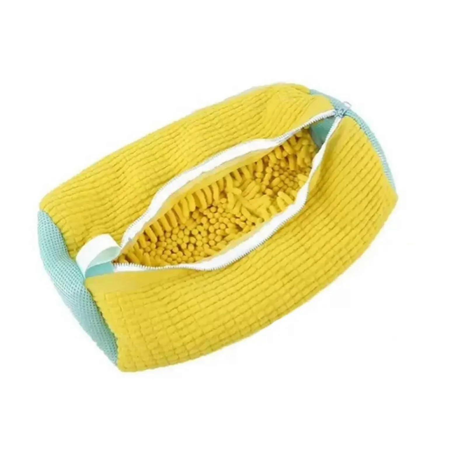 Durable Mesh Shoe Wash Bag with Zipper for Sneakers and Casual Shoes, Yellow Blue, 1PC, Compatible with Household Washing Machines