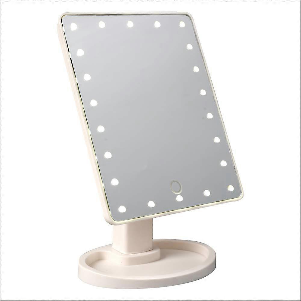 LED Light up vanity large portable pocket small 362 degree rotation illuminated standing makeup face mirrors for make up making up White