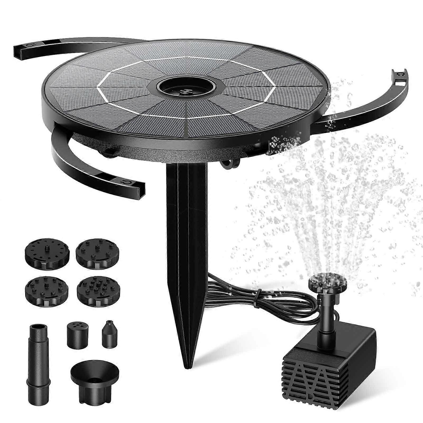 DIY Solar Water Fountain, 2.8W Outdoor Solar Powered Pond Pump with Fixed Bracket 6 Fountain Styles